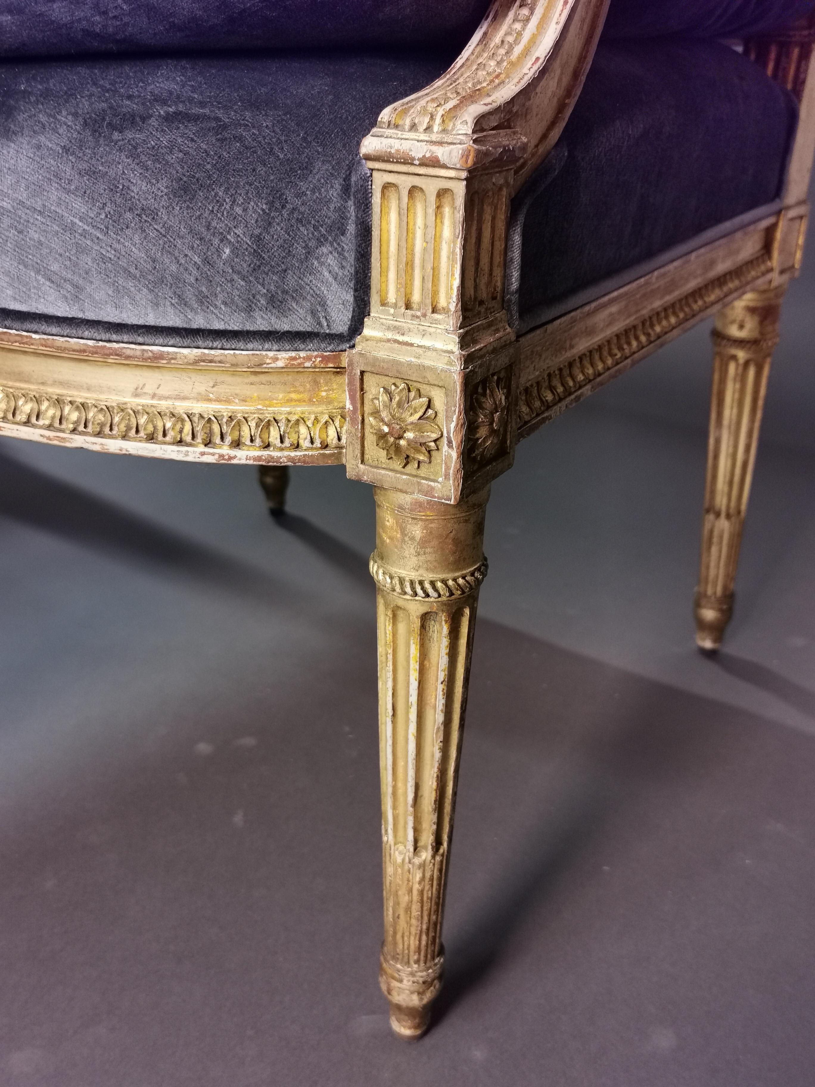 Set of 4 Louis XVI Style Gilded Armchairs, France, 19th Century 13