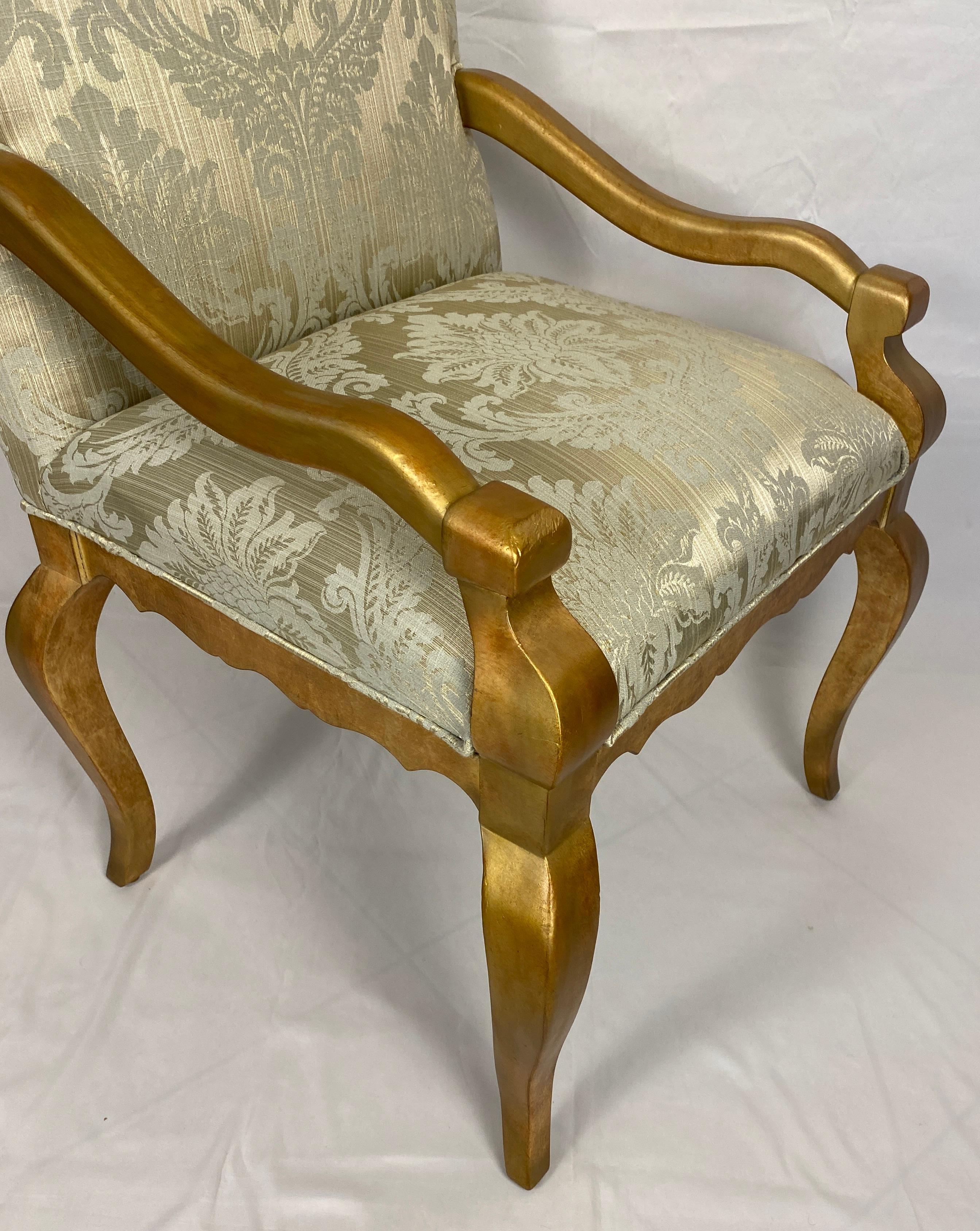 Set of 4 Louis XVI Style Giltwood Armchairs, 4 Upholstered Dining Armchairs In Good Condition For Sale In Miami, FL