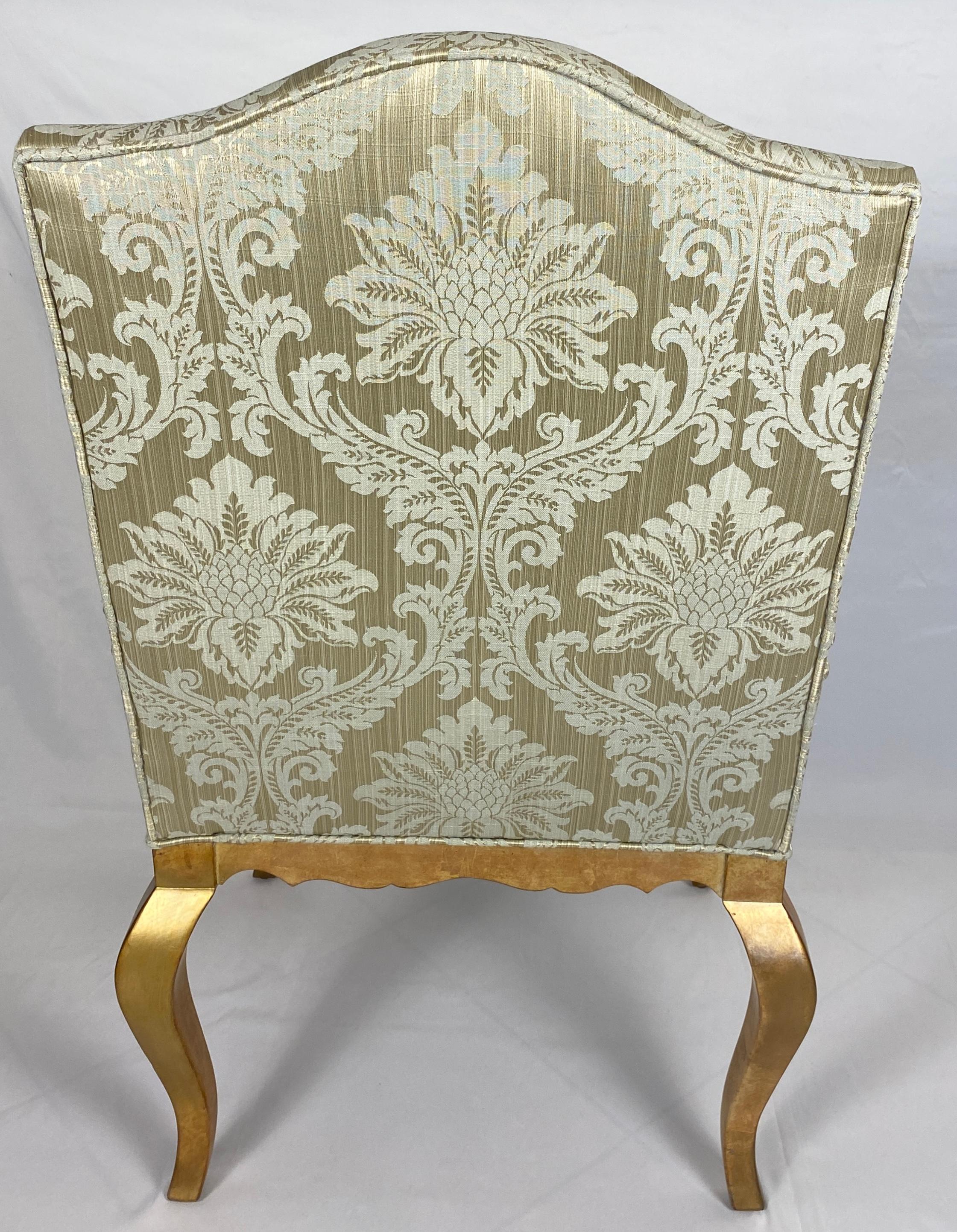 20th Century Set of 4 Louis XVI Style Giltwood Armchairs, 4 Upholstered Dining Armchairs For Sale