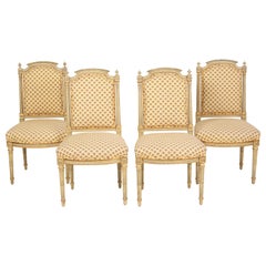 Set of 4 Louis XVI Style Painted and Partial Gilt Side Chairs