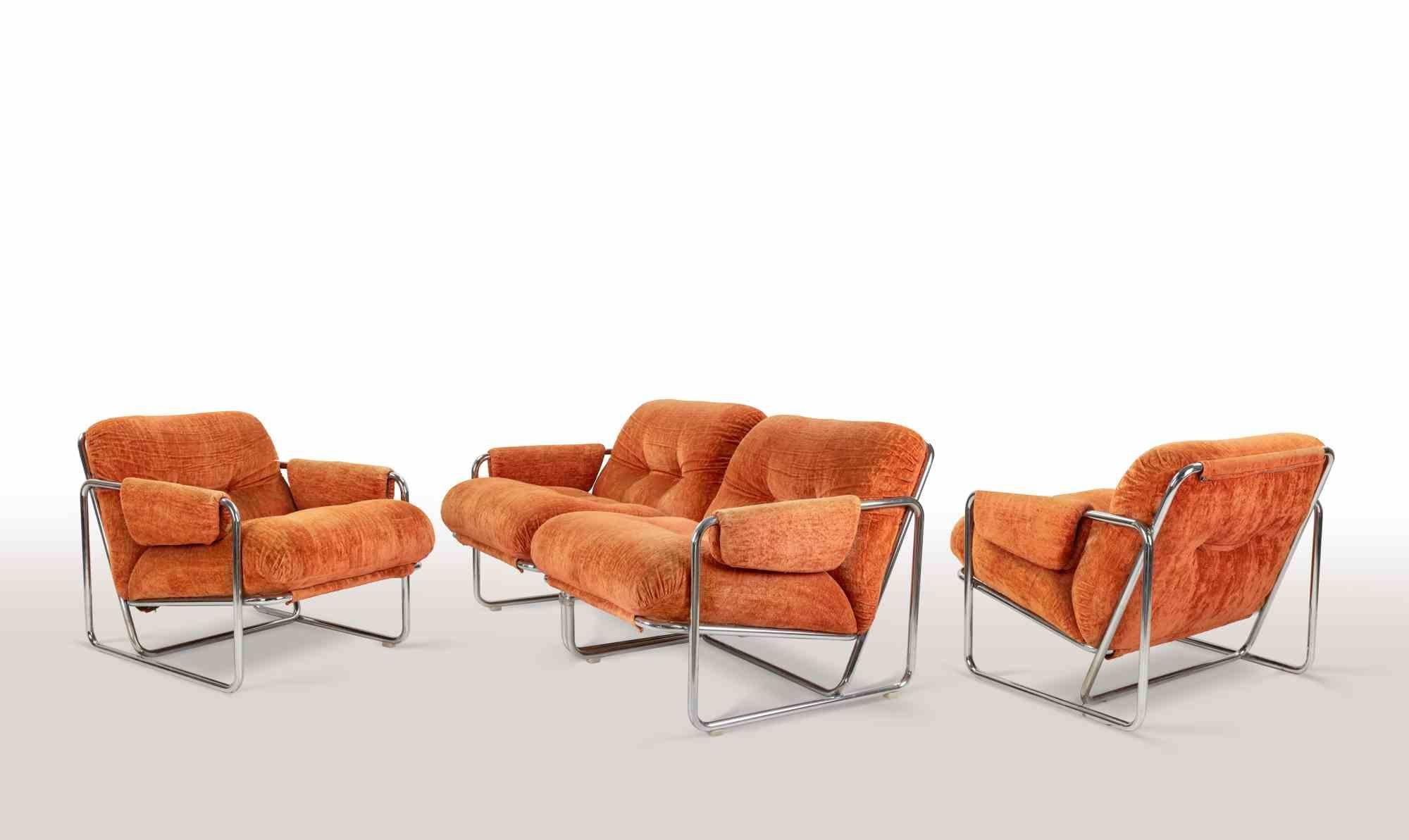 Ensemble vintage de chaises longues série 