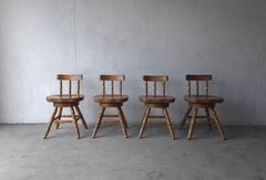 Set di 4 sedie girevoli Colonial Windsor con schienale basso