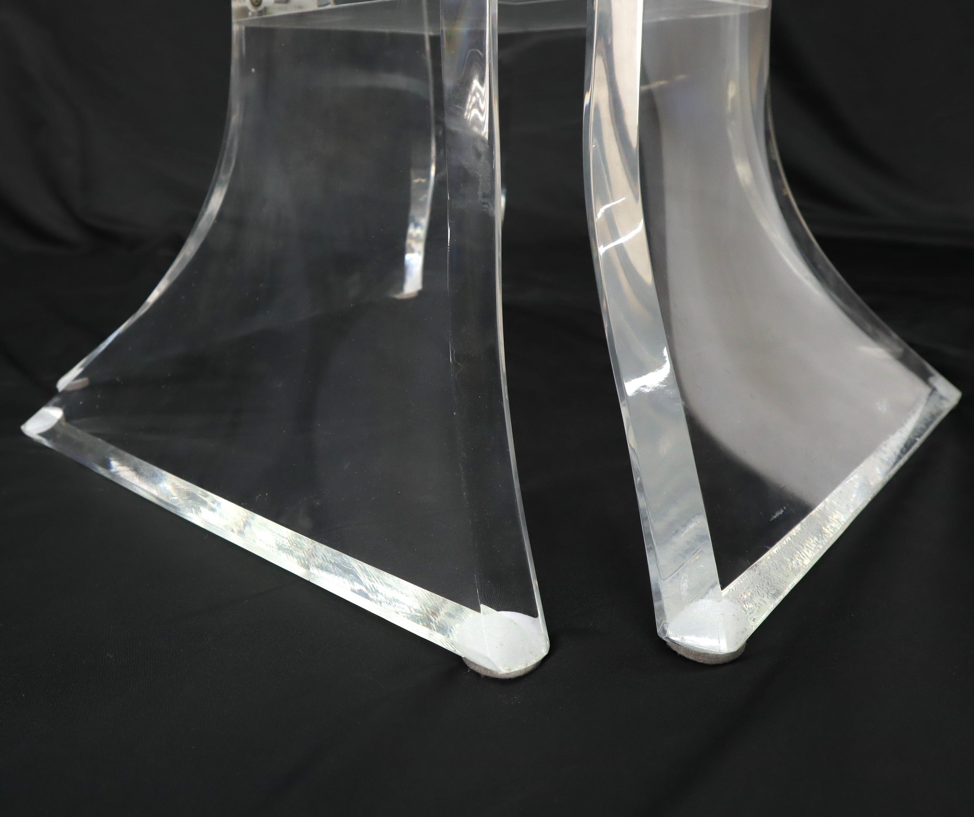 Set of 4 Lucite Dining Chairs Square Dining Table on Single Pedestal Base For Sale 7