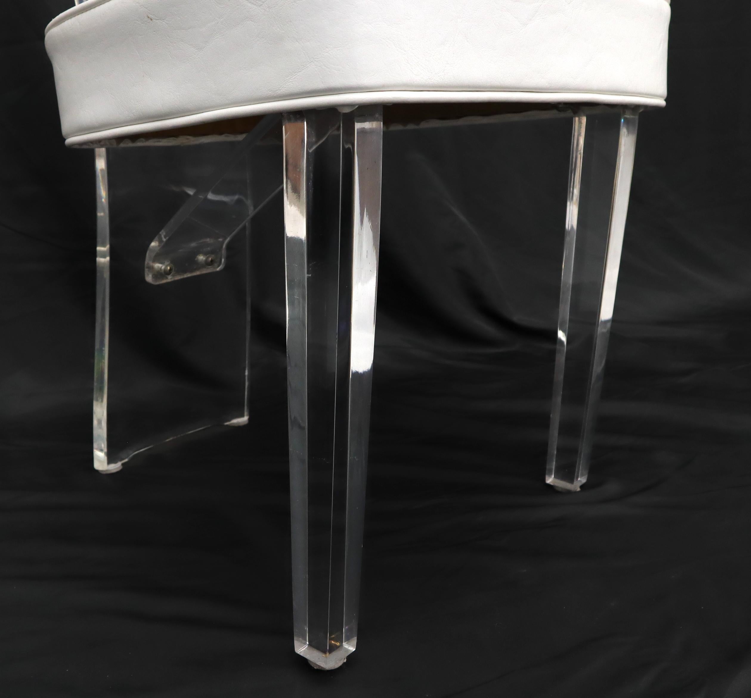 Set of 4 Lucite Dining Chairs Square Dining Table on Single Pedestal Base For Sale 8
