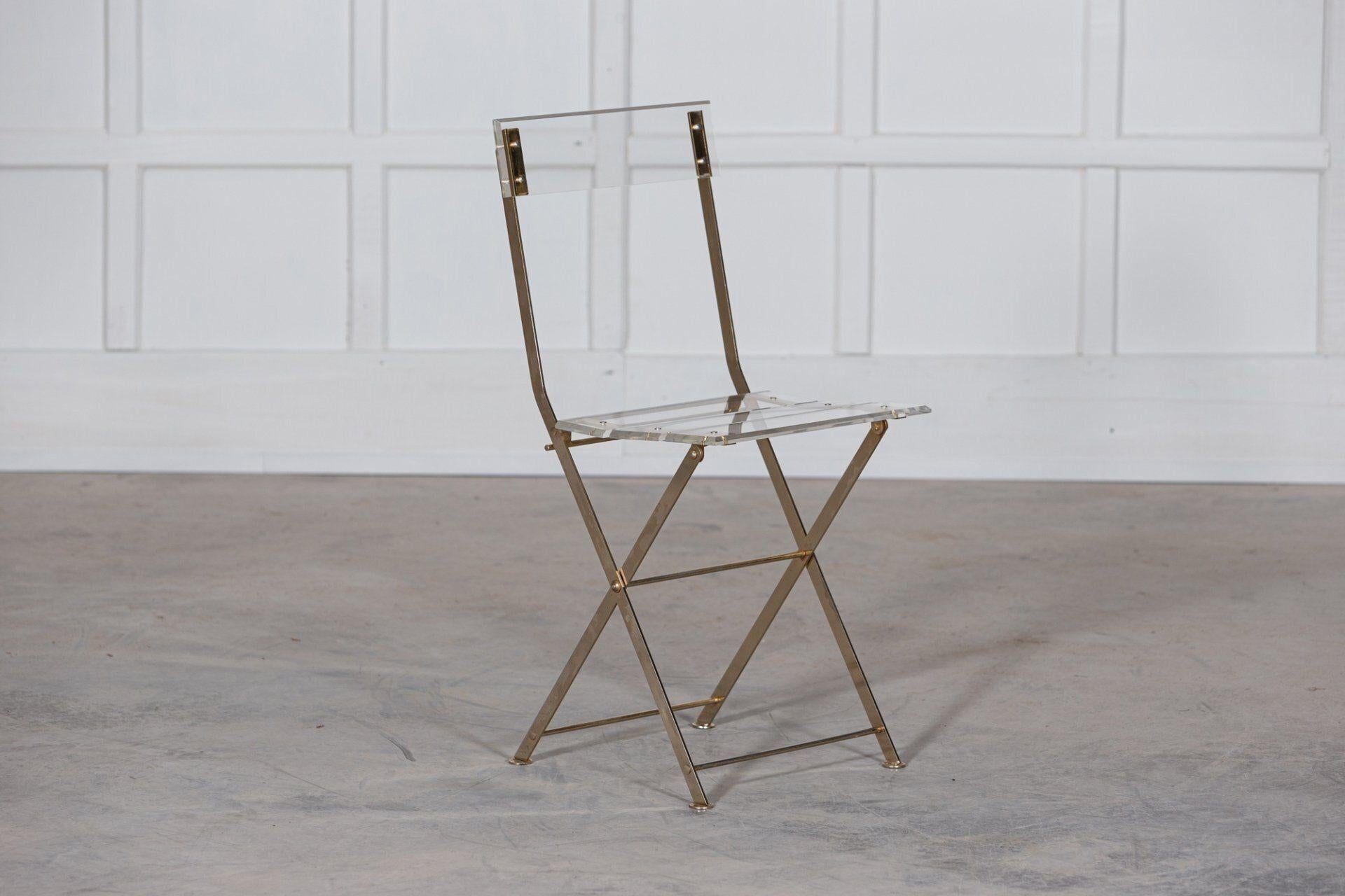 Plated Set of 4 Lucite Folding Chairs Yonel Lebovici