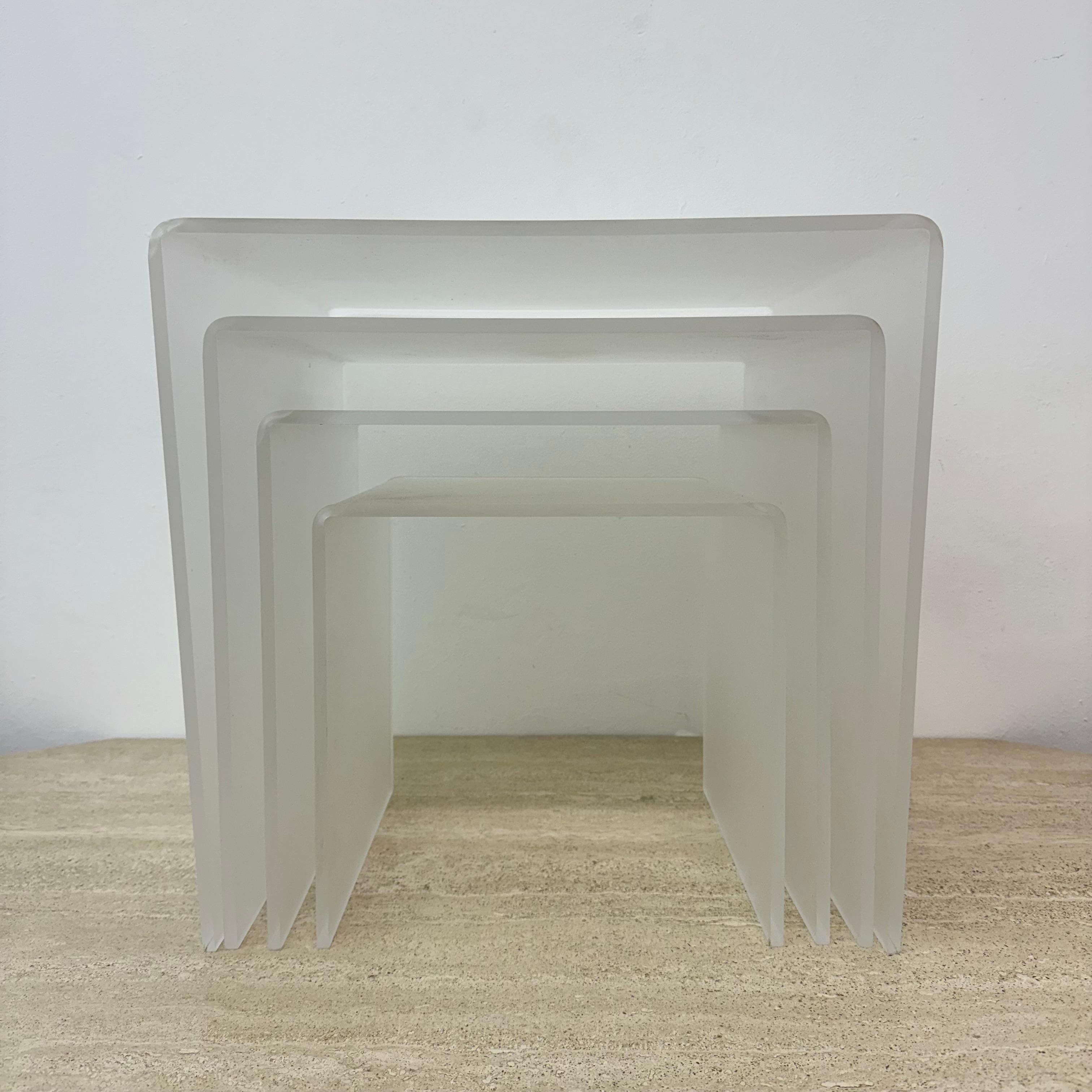 Dutch Set of 4 lucite nesting tables , 1970s For Sale