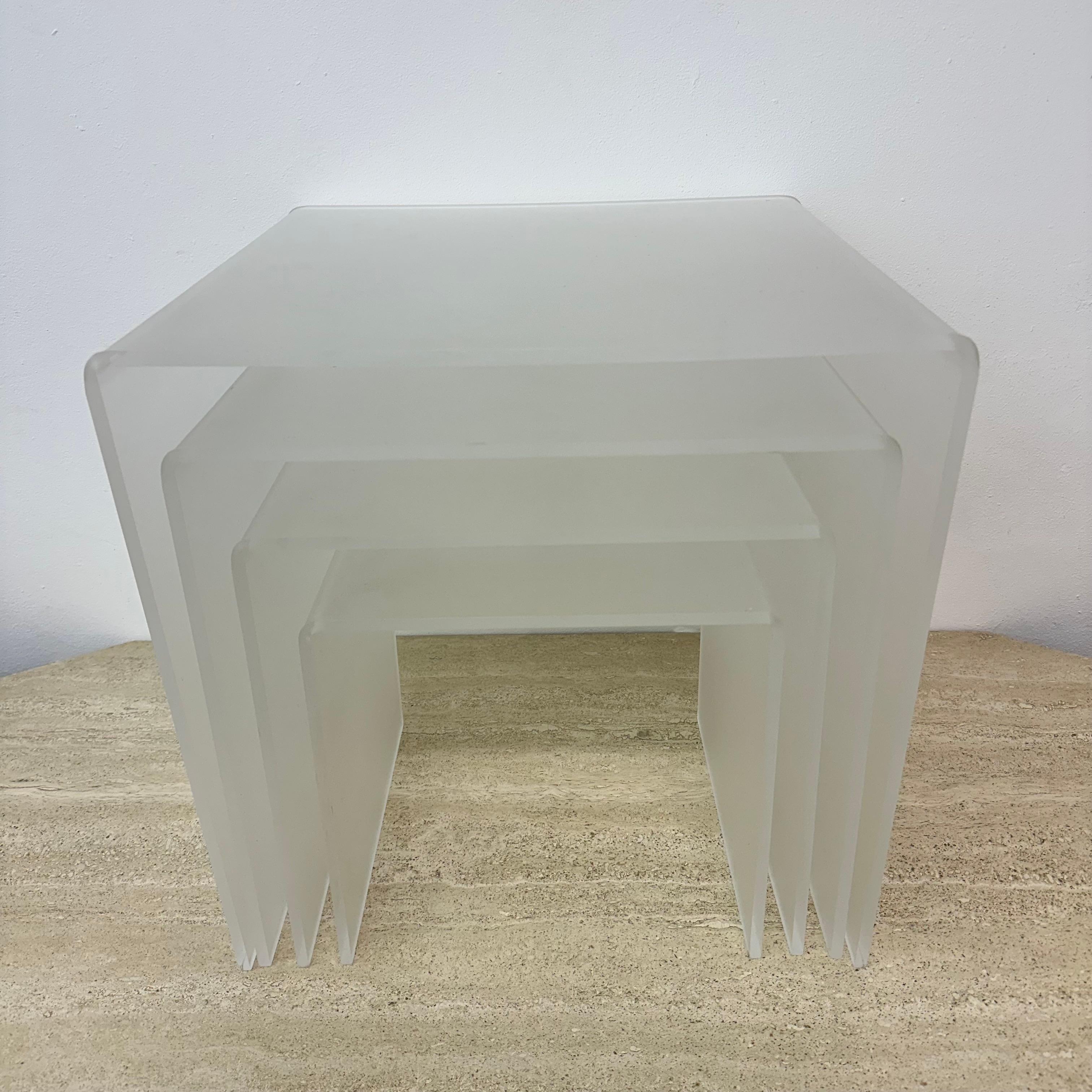 Late 20th Century Set of 4 lucite nesting tables , 1970s For Sale