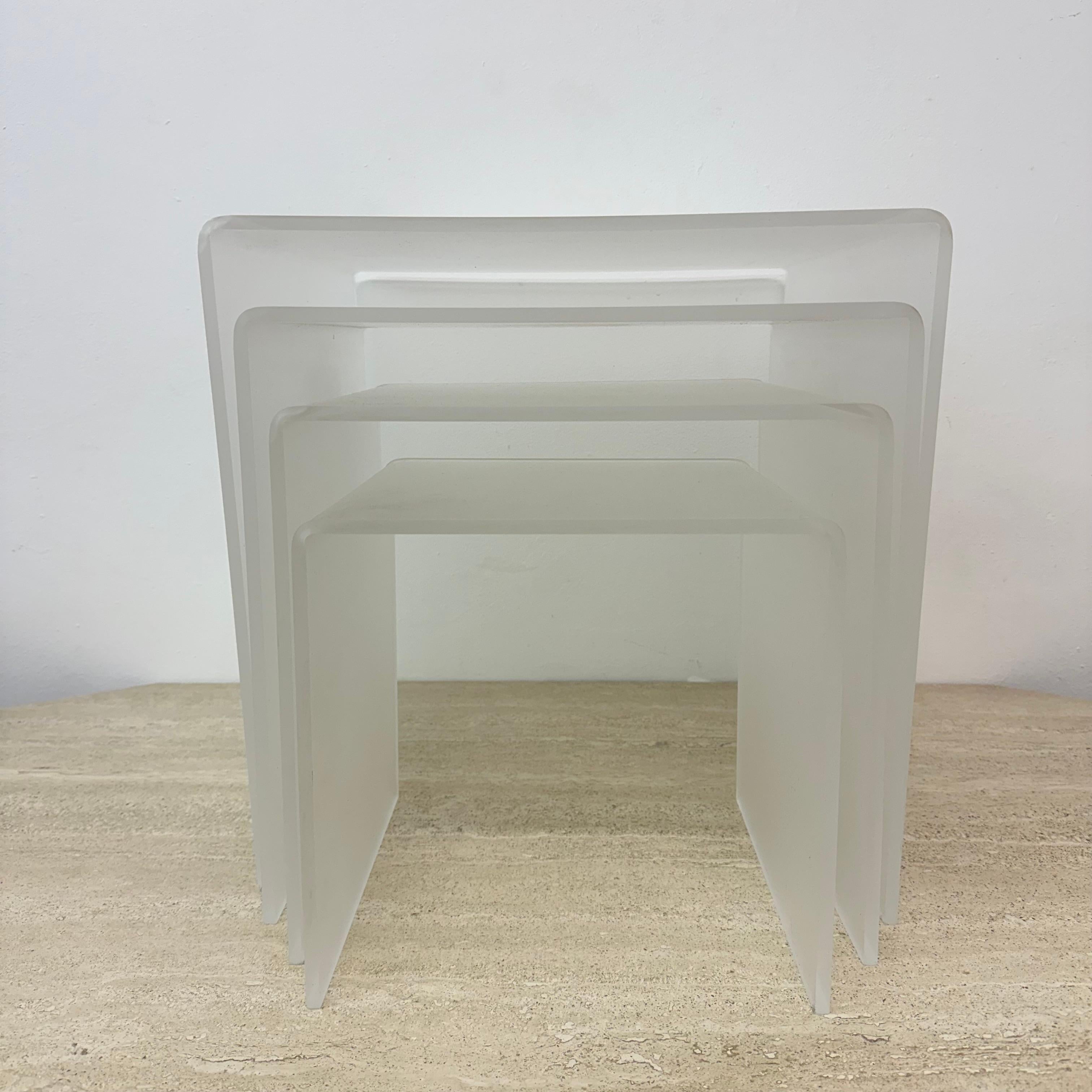 Lucite Set of 4 lucite nesting tables , 1970s For Sale