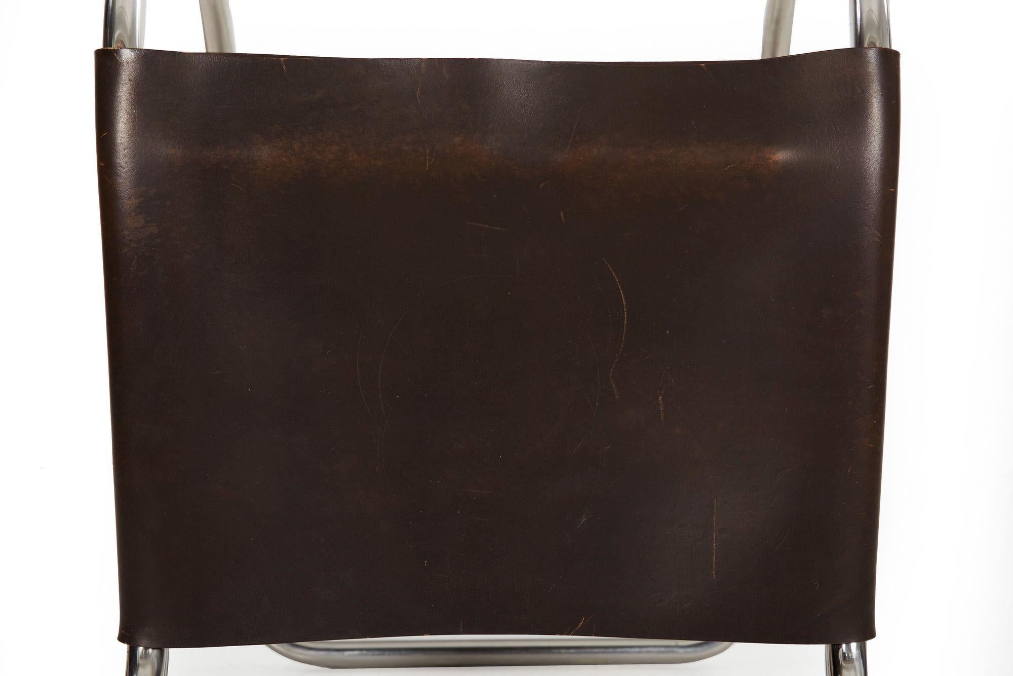 Set of 4 Ludwig Mies Van Der Rohe MR10 Brown Leather Dining Chairs circa 1970s 10