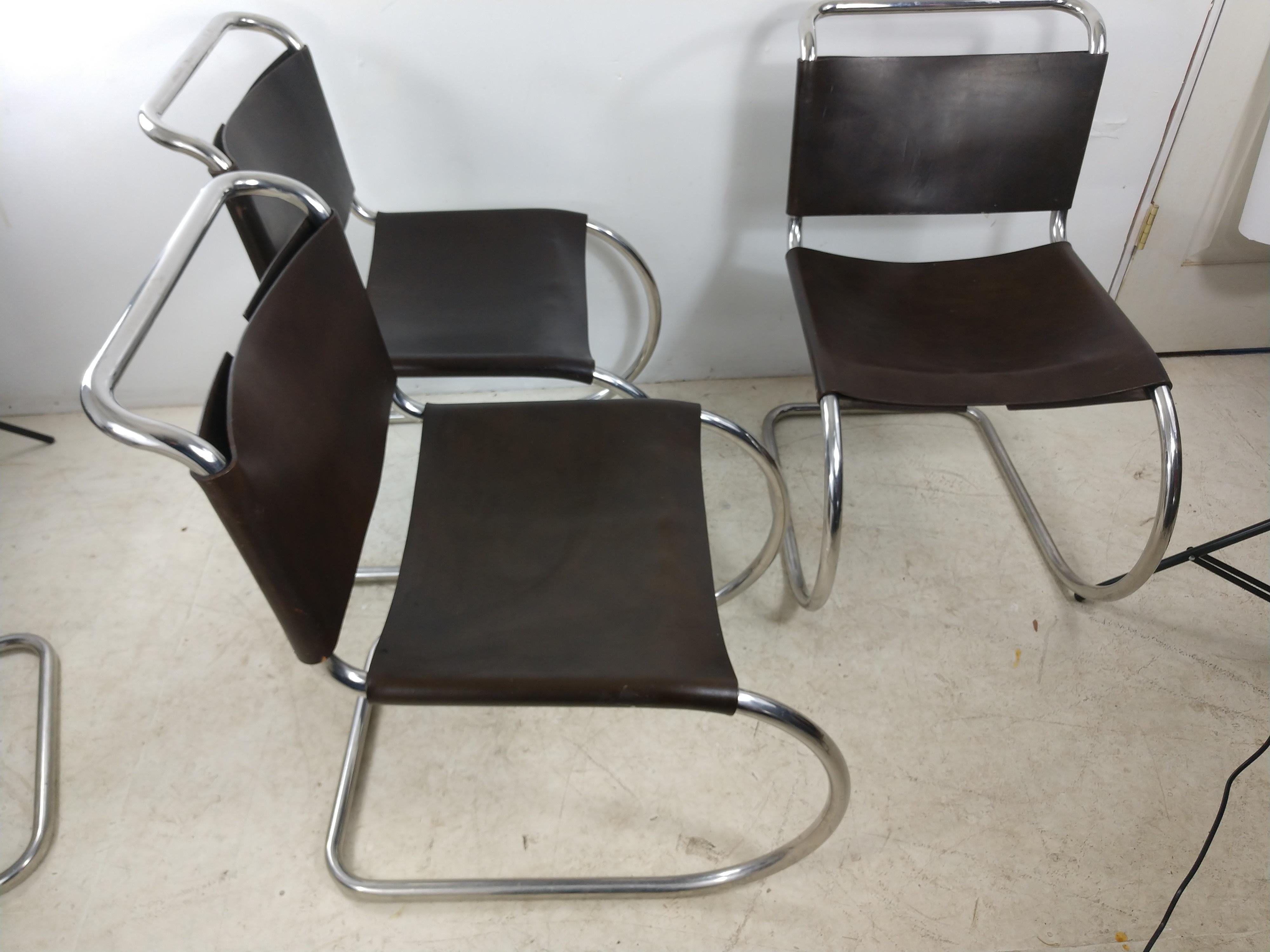 American Set of 4 Ludwig Mies van der Rohe MR10 Dining Chairs Knoll