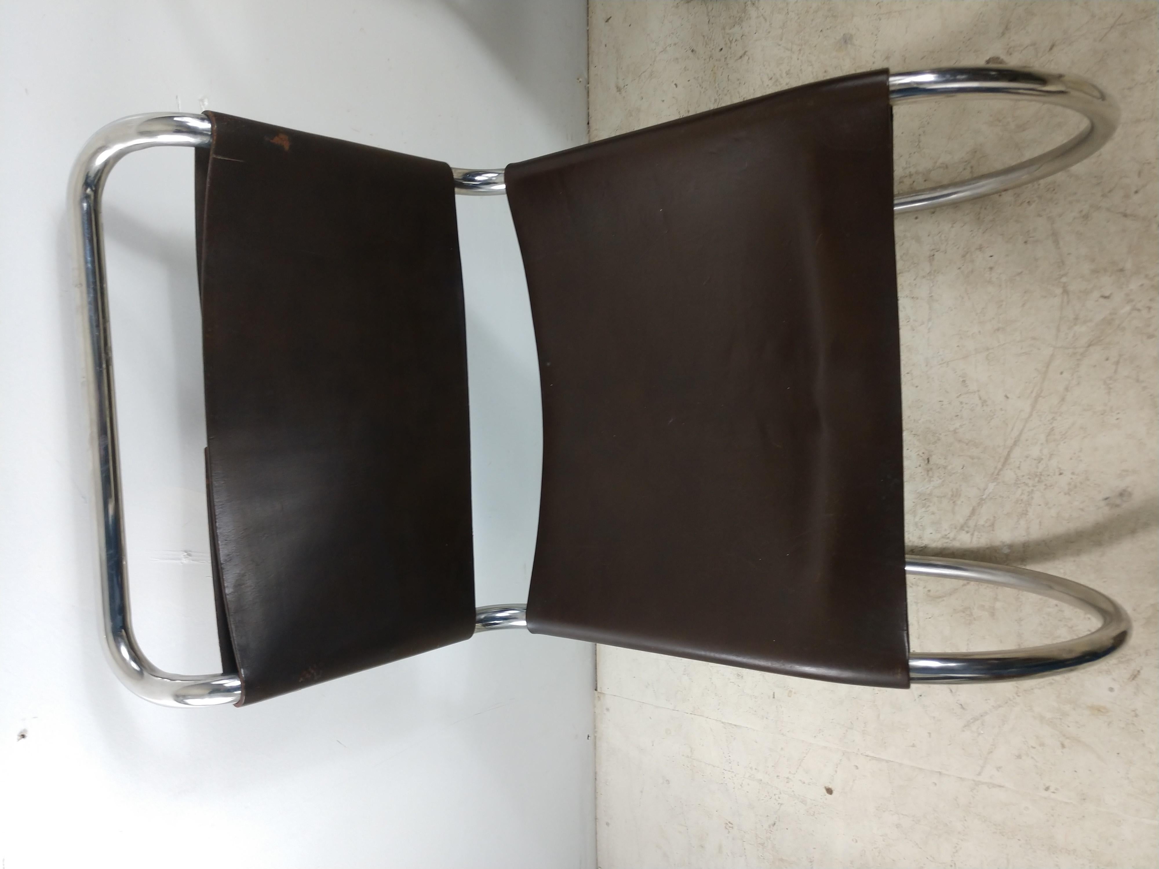 Leather Set of 4 Ludwig Mies van der Rohe MR10 Dining Chairs Knoll
