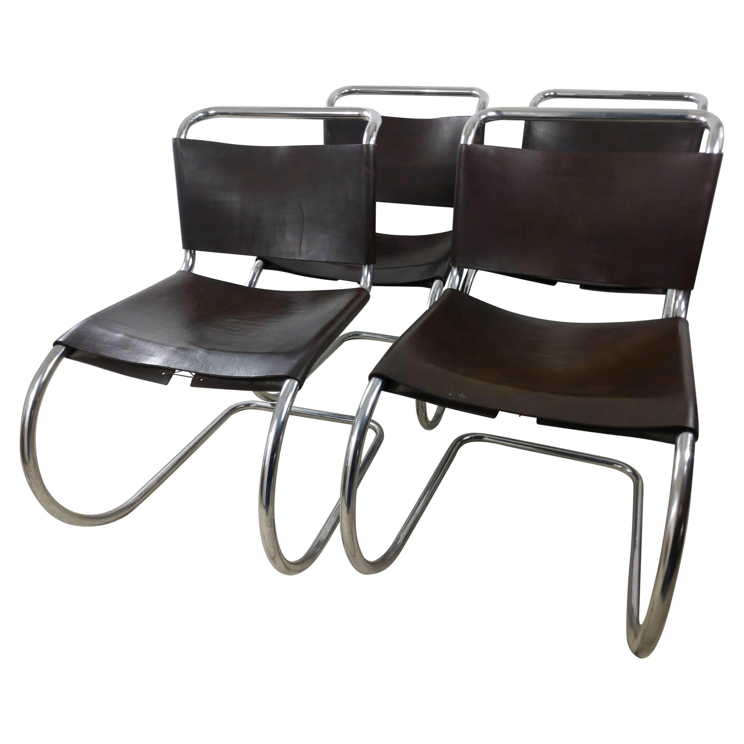 Set of 4 Ludwig Mies van der Rohe MR10 Dining Chairs Knoll