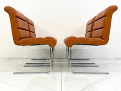 Set of 4 Lugano Chairs in Cognac Leather, i4 Mariani for Pace Collection, 1970's