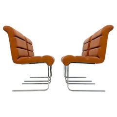 Set of 4 Lugano Chairs in Cognac Leather, i4 Mariani for Pace Collection, 1970's