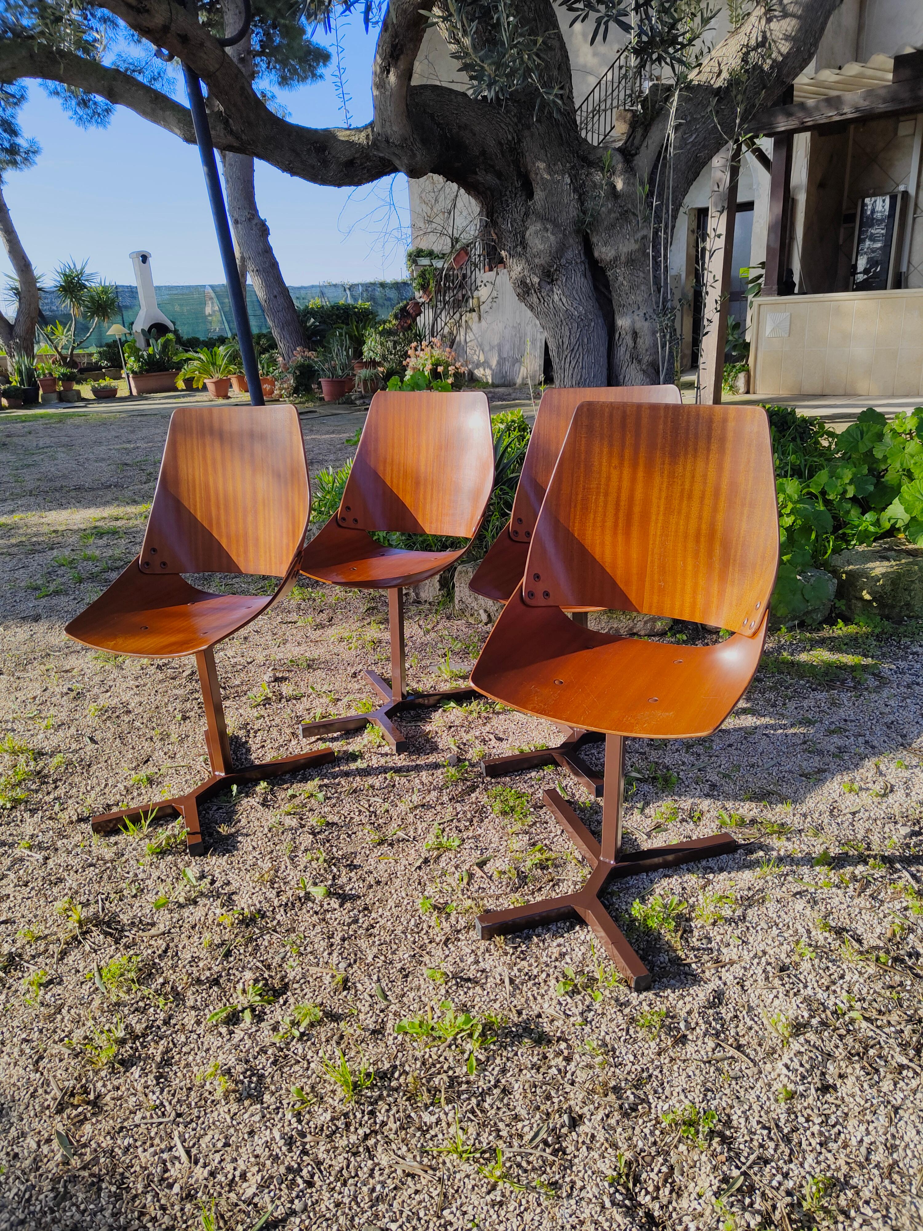 Iron Set of 4 Lupina Chairs Design Niko Kralj Per Stol Kamnik, 1960 For Sale