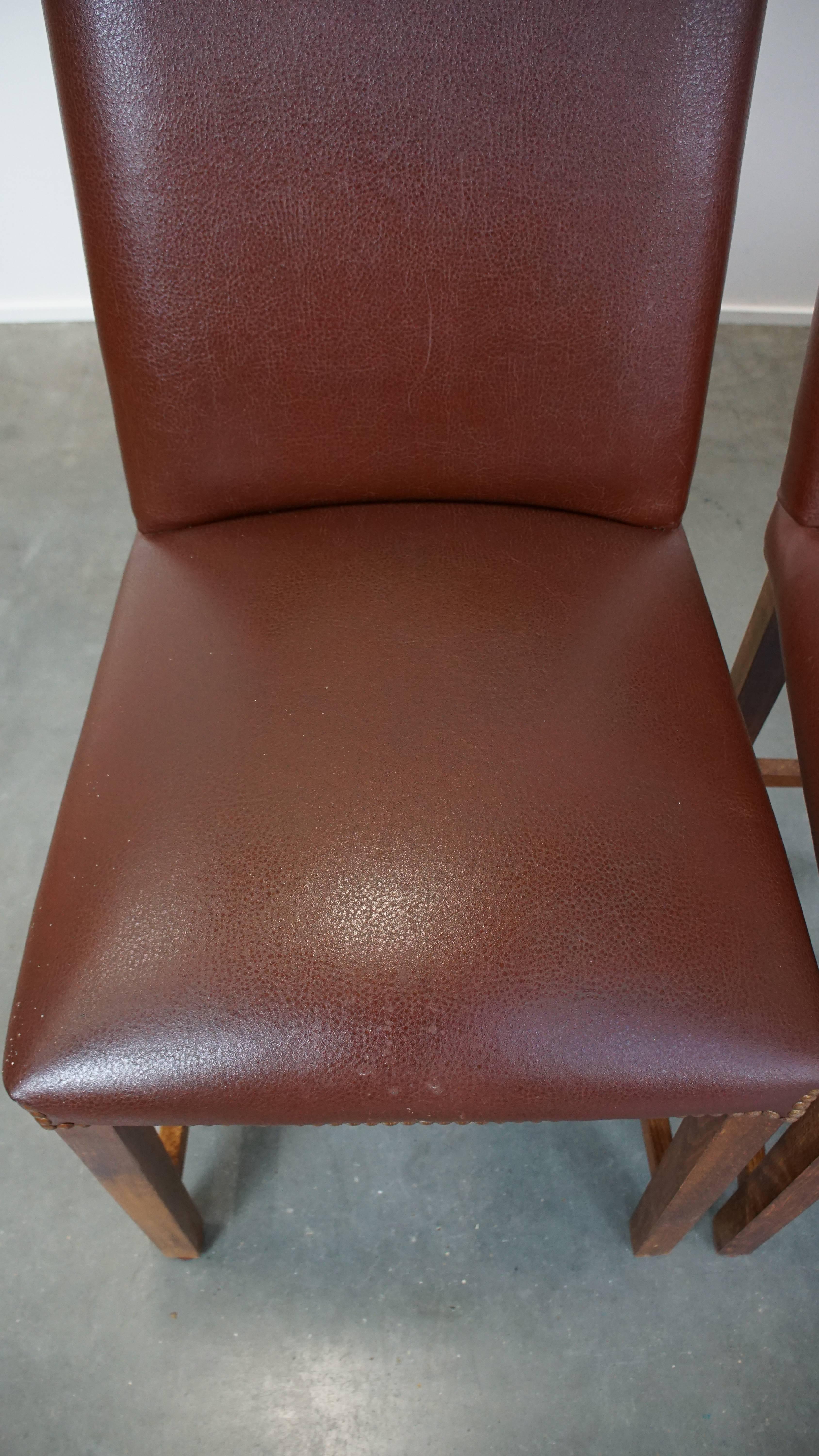 Set di 4 lussuose e comode sedie da pranzo in pelle color cognac in stile inglese in vendita 1