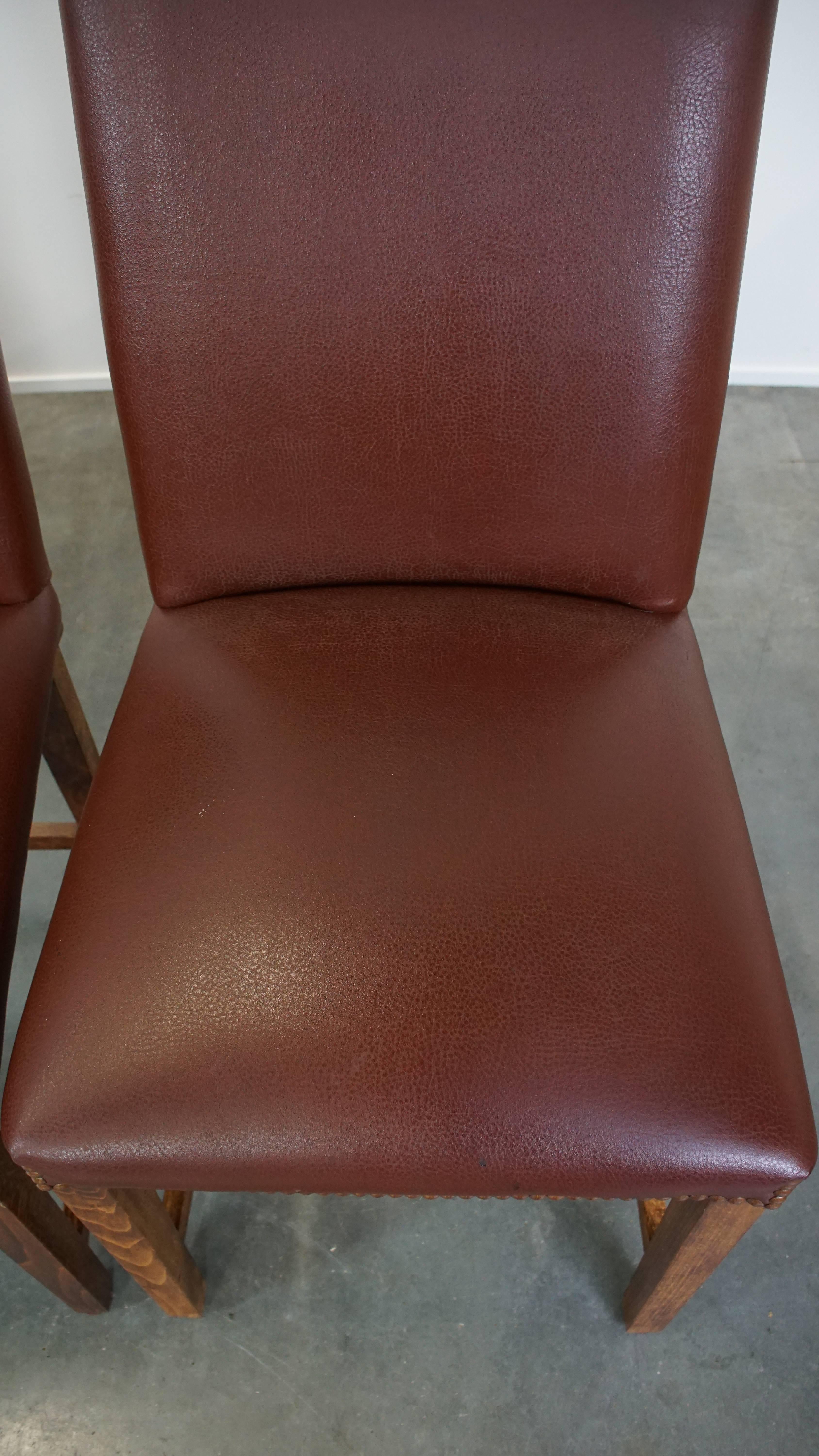 Set di 4 lussuose e comode sedie da pranzo in pelle color cognac in stile inglese in vendita 2