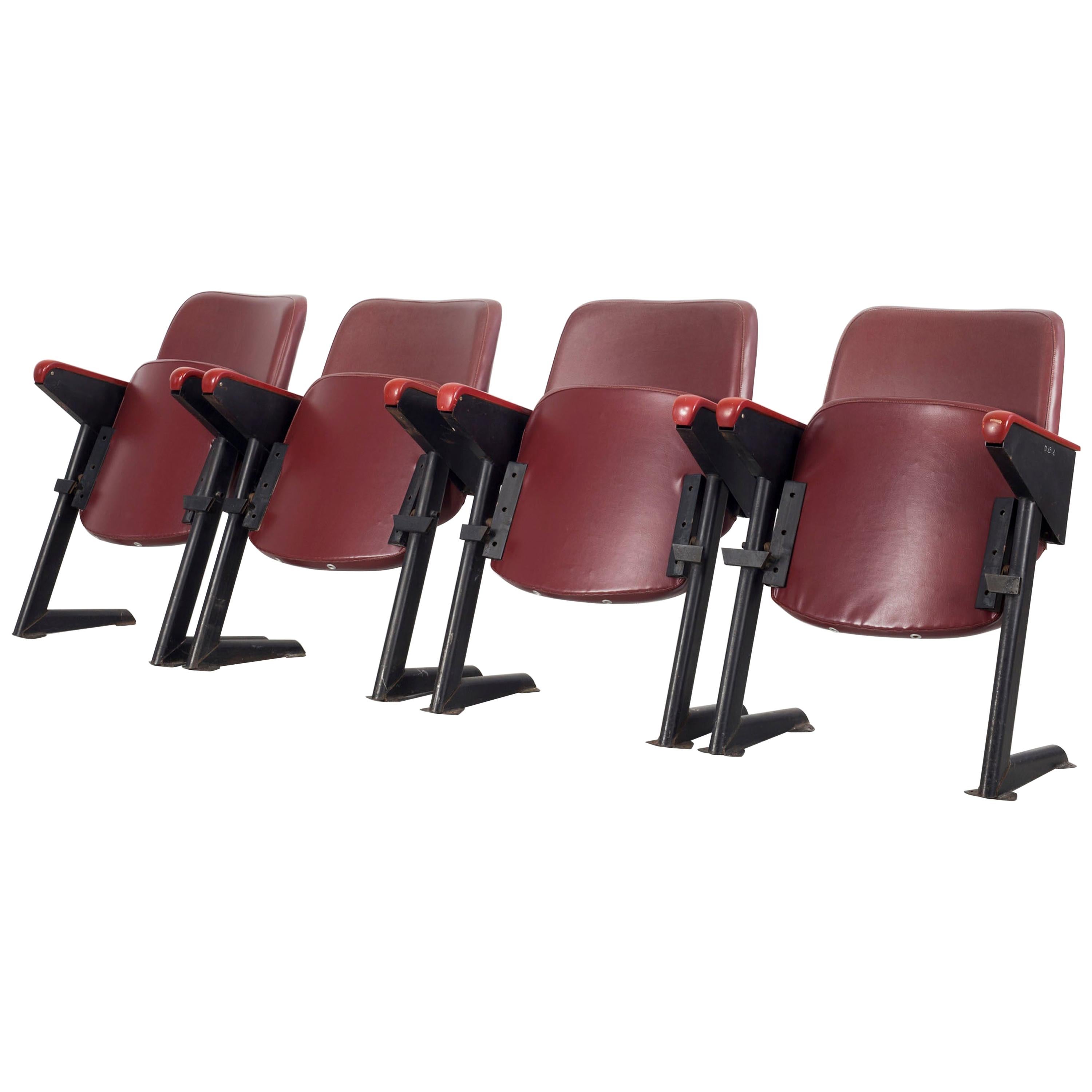Set of 4 LV8 Cinema, Theater Chairs with Synthetic Leather Upholstery For Sale