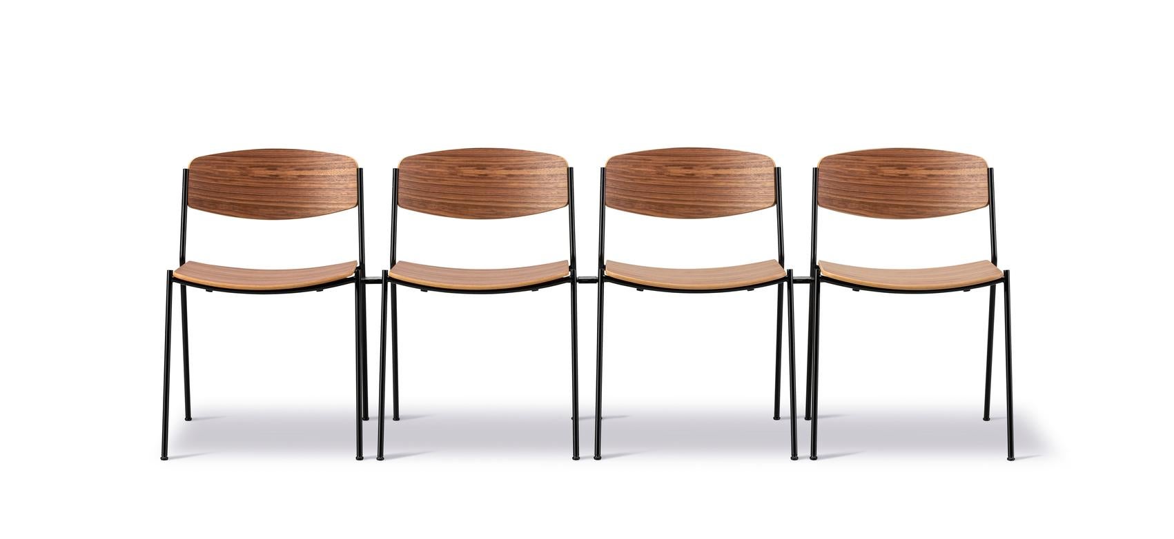 Ensemble de 4 chaises Lynderup, structure noire/noyer, par Børge Mogensen pour Fredericia en vente 4