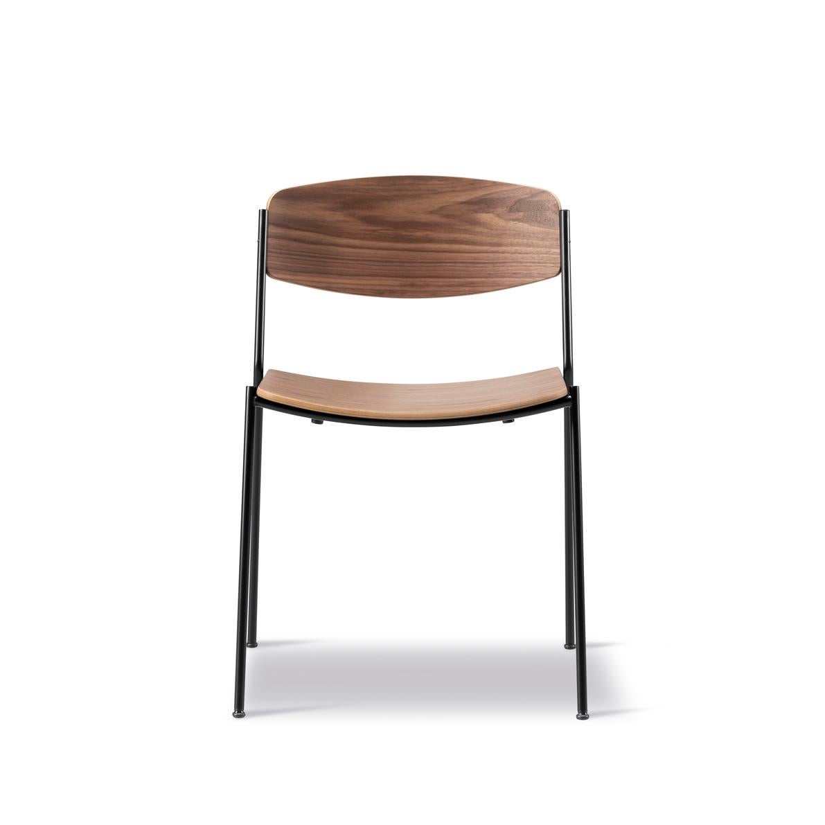 XXIe siècle et contemporain Ensemble de 4 chaises Lynderup, structure noire/noyer, par Børge Mogensen pour Fredericia en vente