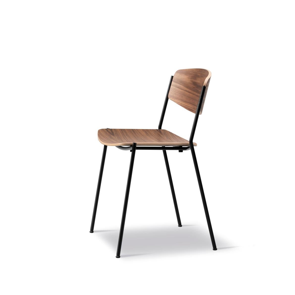 Acier Ensemble de 4 chaises Lynderup, structure noire/noyer, par Børge Mogensen pour Fredericia en vente