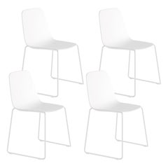 Viccarbe Set 4 Maarten Plastic Chair, Sled Base, White  , by Víctor Carrasco