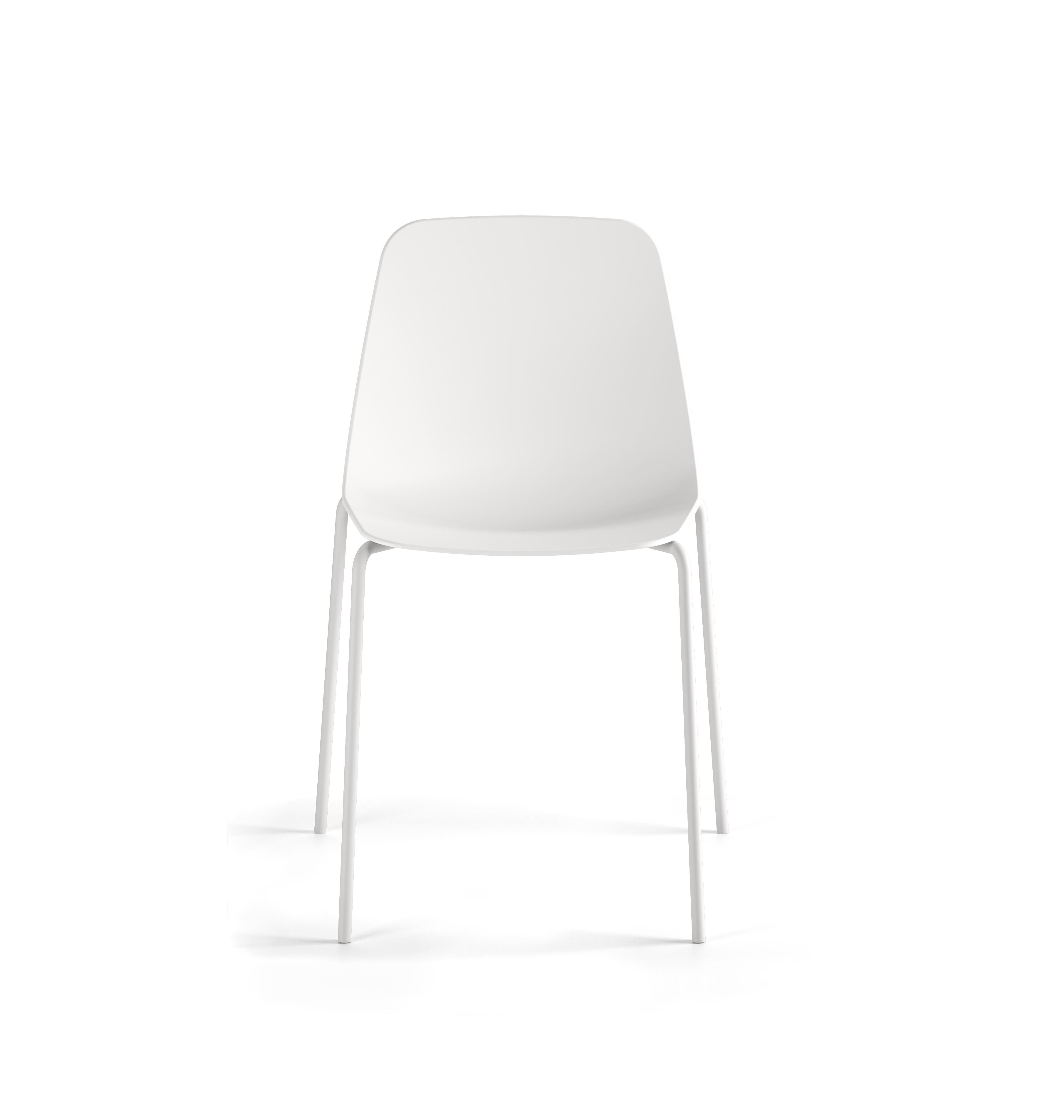 white plastic chairs with metal legs