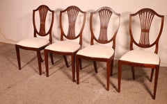 Set Of 4 Mahogany And Inlaid Dining Chairs - 19th Century
