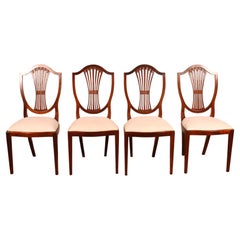 Set Of 4 Mahogany And Inlaid Dining Chairs - 19th Century
