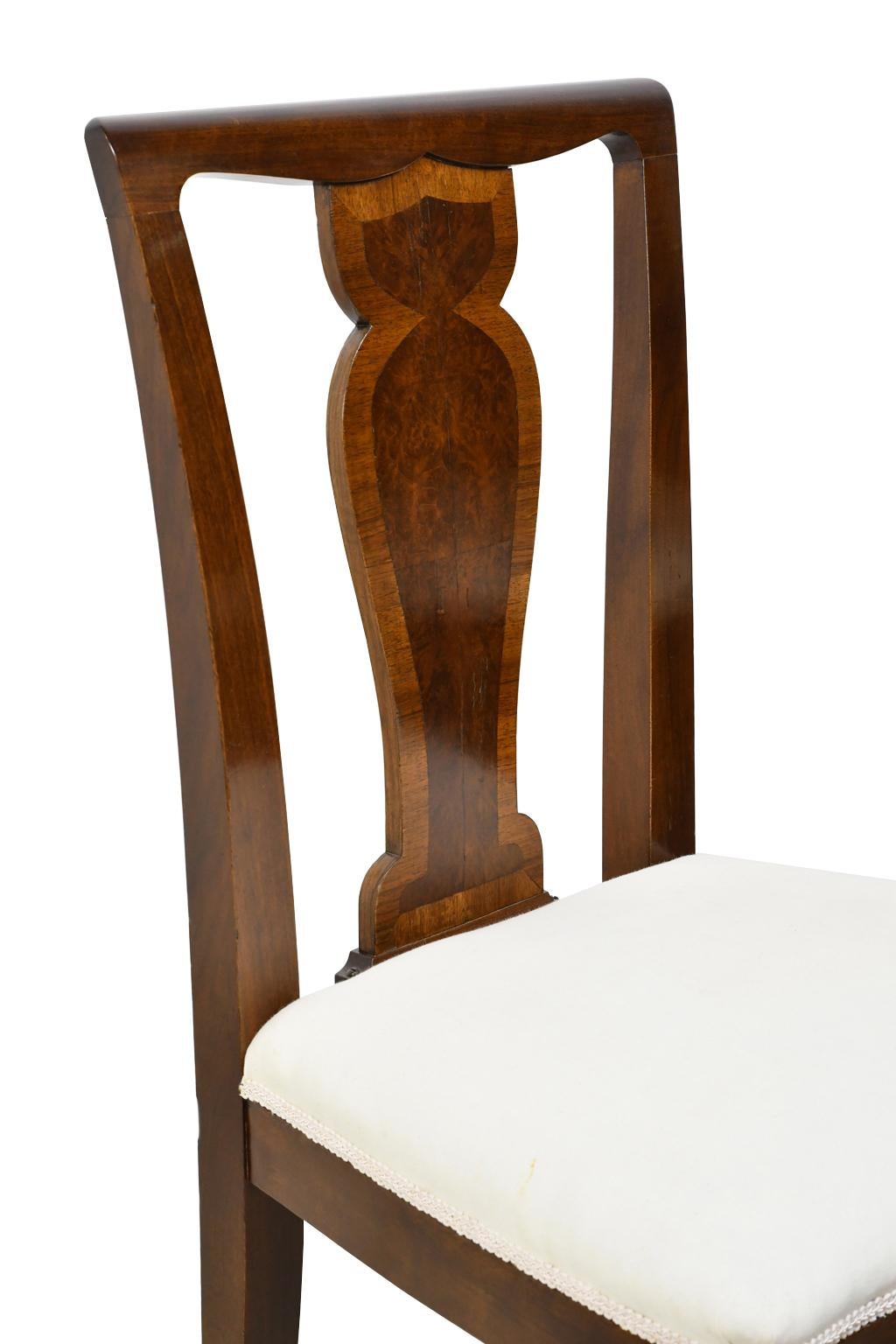 Set of 4 Mahogany and Walnut French Art Deco Dining Chairs, circa 1910-1920 5