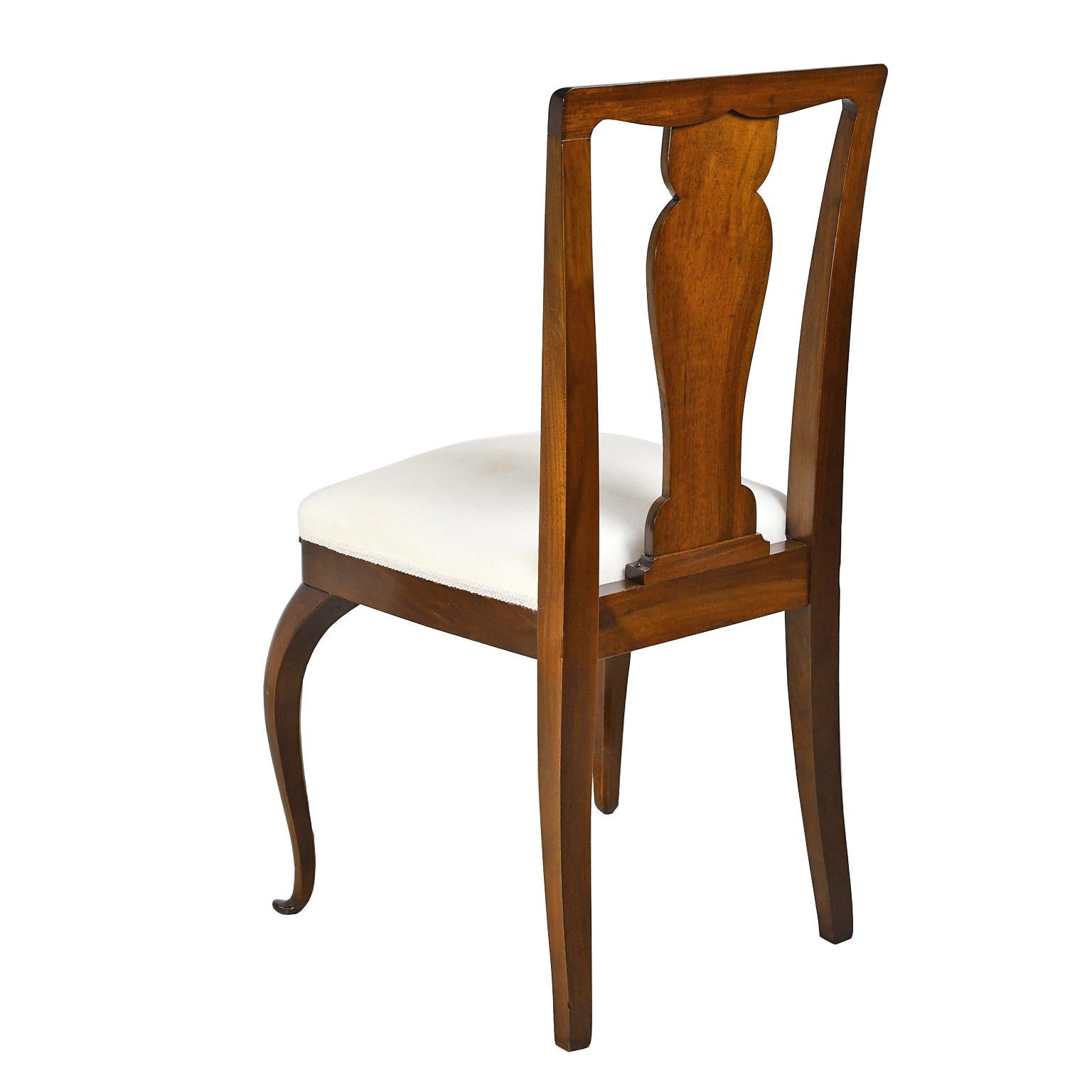 Set of 4 Mahogany and Walnut French Art Deco Dining Chairs, circa 1910-1920 2