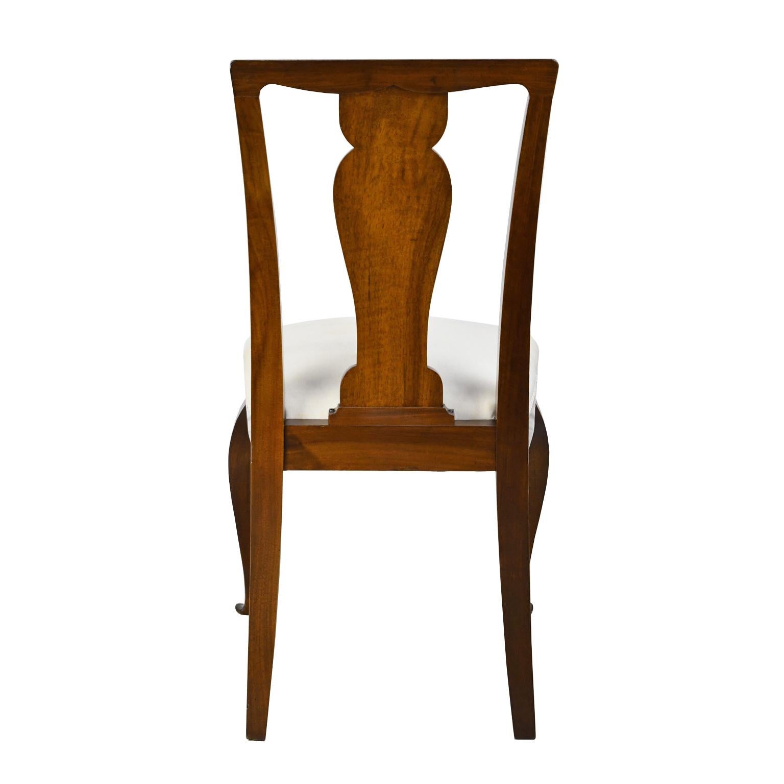 Set of 4 Mahogany and Walnut French Art Deco Dining Chairs, circa 1910-1920 3