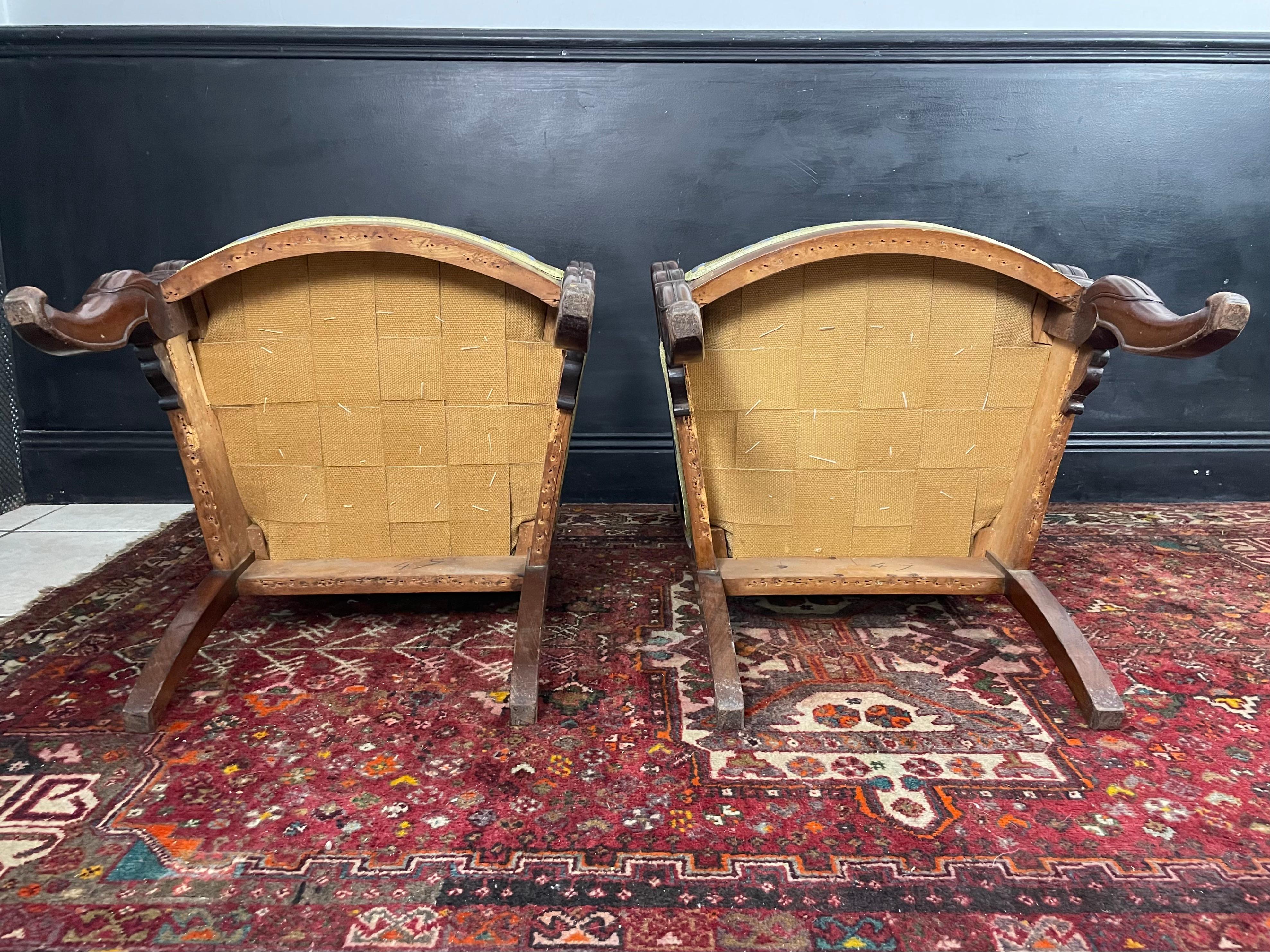 French Set of 4 Mahogany Armchairs, Restoration Period, 19th Century - France For Sale 13