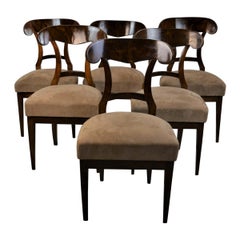 Set of 6 Mahogany Biedermeier Chairs, 19th Century