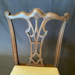 Set of 4 Mahogany Chippendale Dining Chairs with New Upholstery