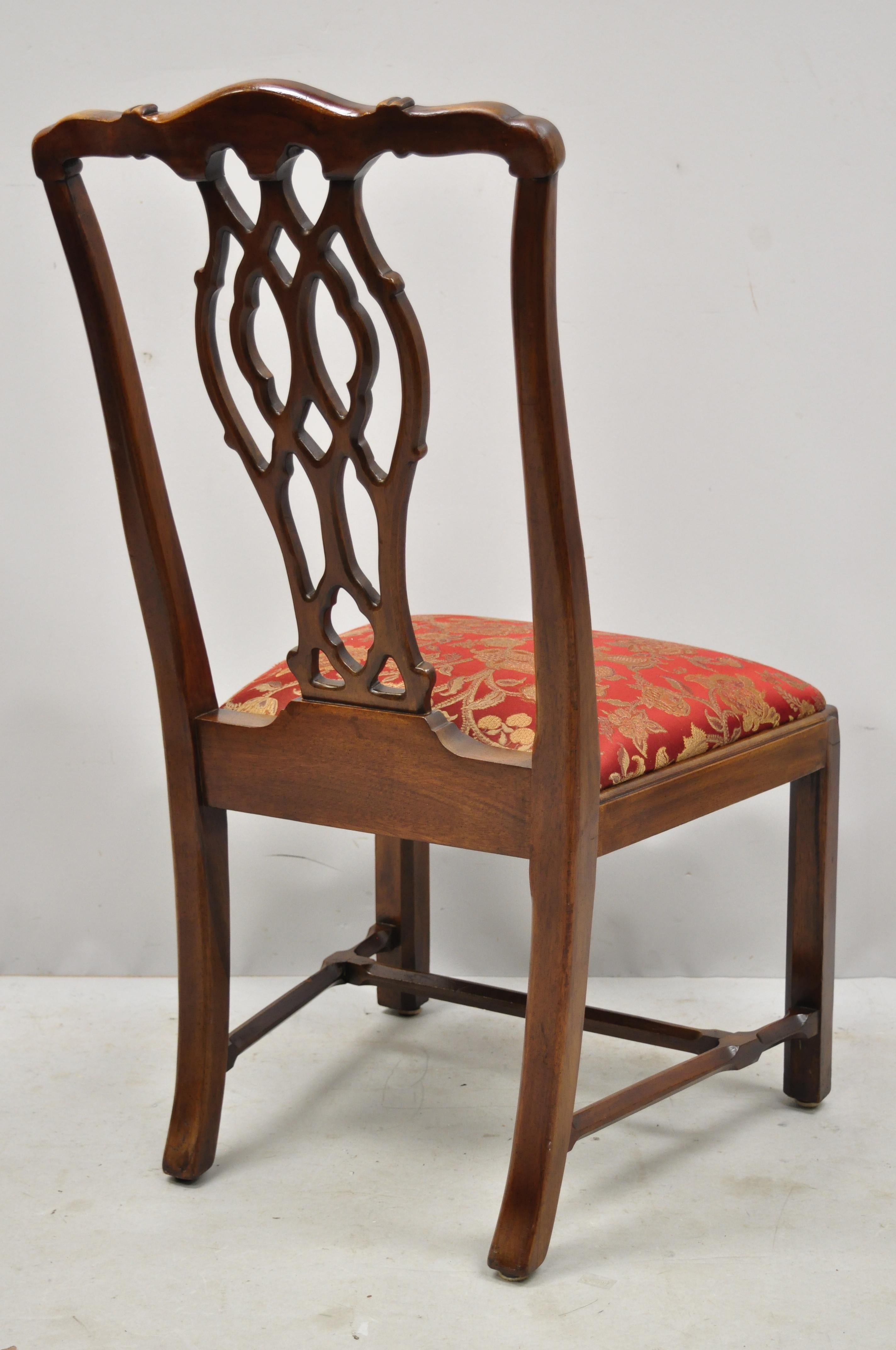 Set of 4 Mahogany Chippendale Style Dining Side Chairs Attributed to Bernhardt For Sale 4