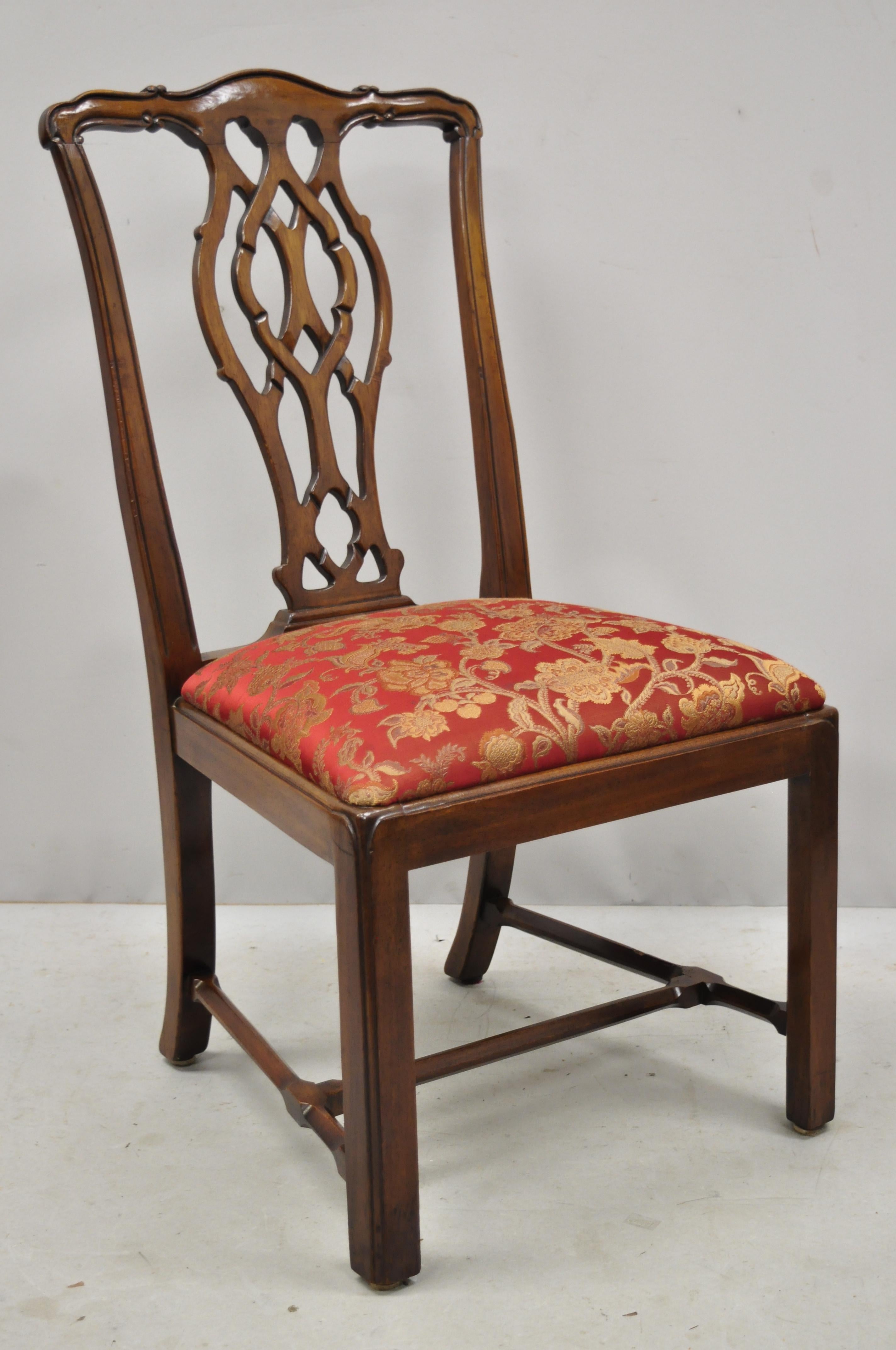Set of 4 Mahogany Chippendale Style Dining Side Chairs Attributed to Bernhardt For Sale 6