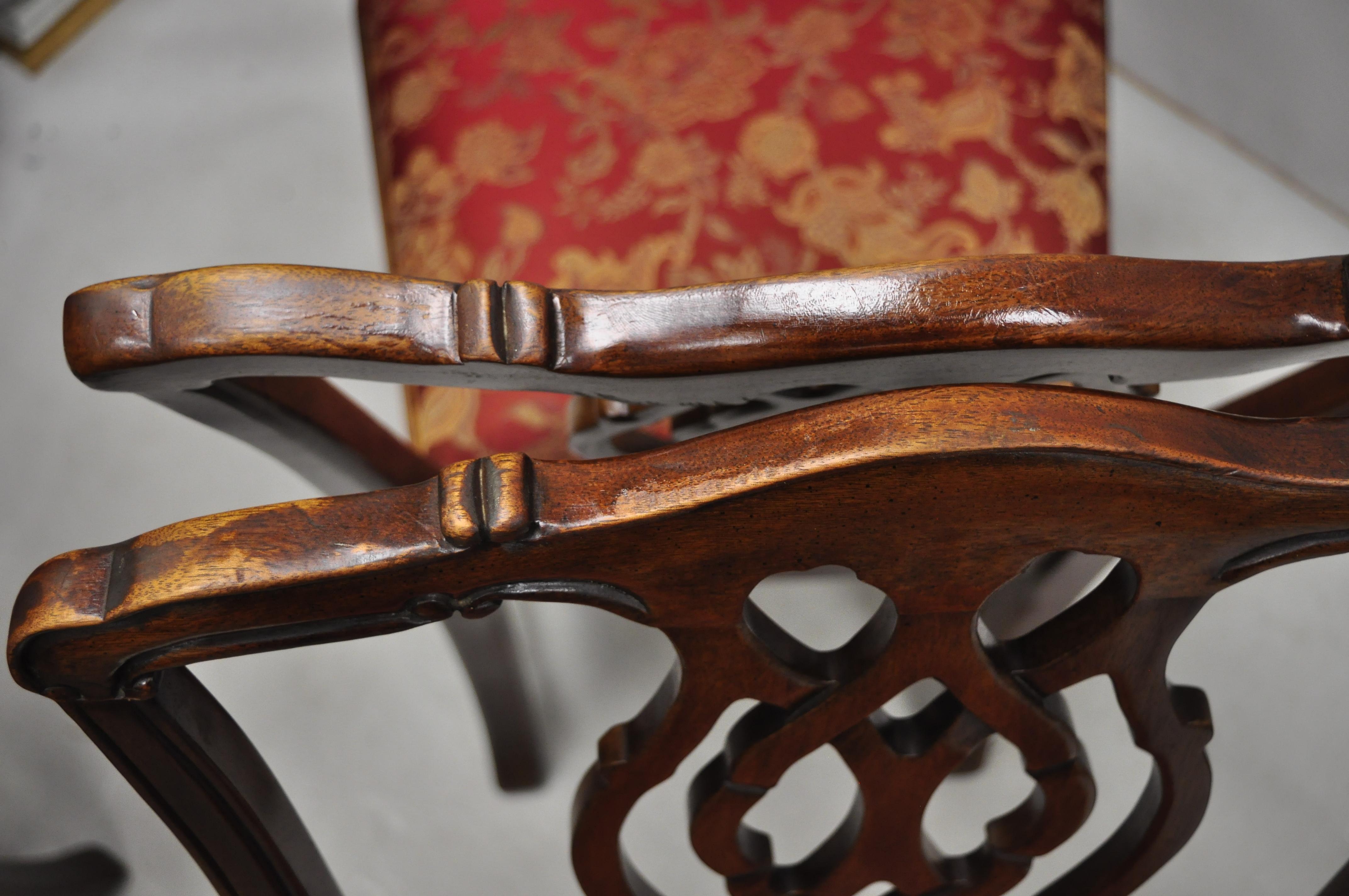 Set of 4 Mahogany Chippendale Style Dining Side Chairs Attributed to Bernhardt For Sale 3