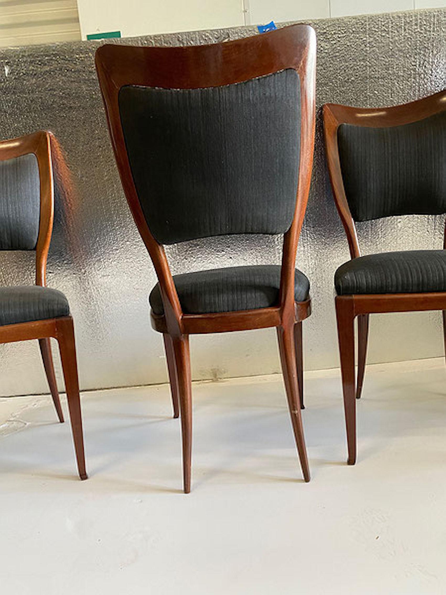Mid-20th Century Set of 4  Mahogany Dining Chairs by Paolo Buffa