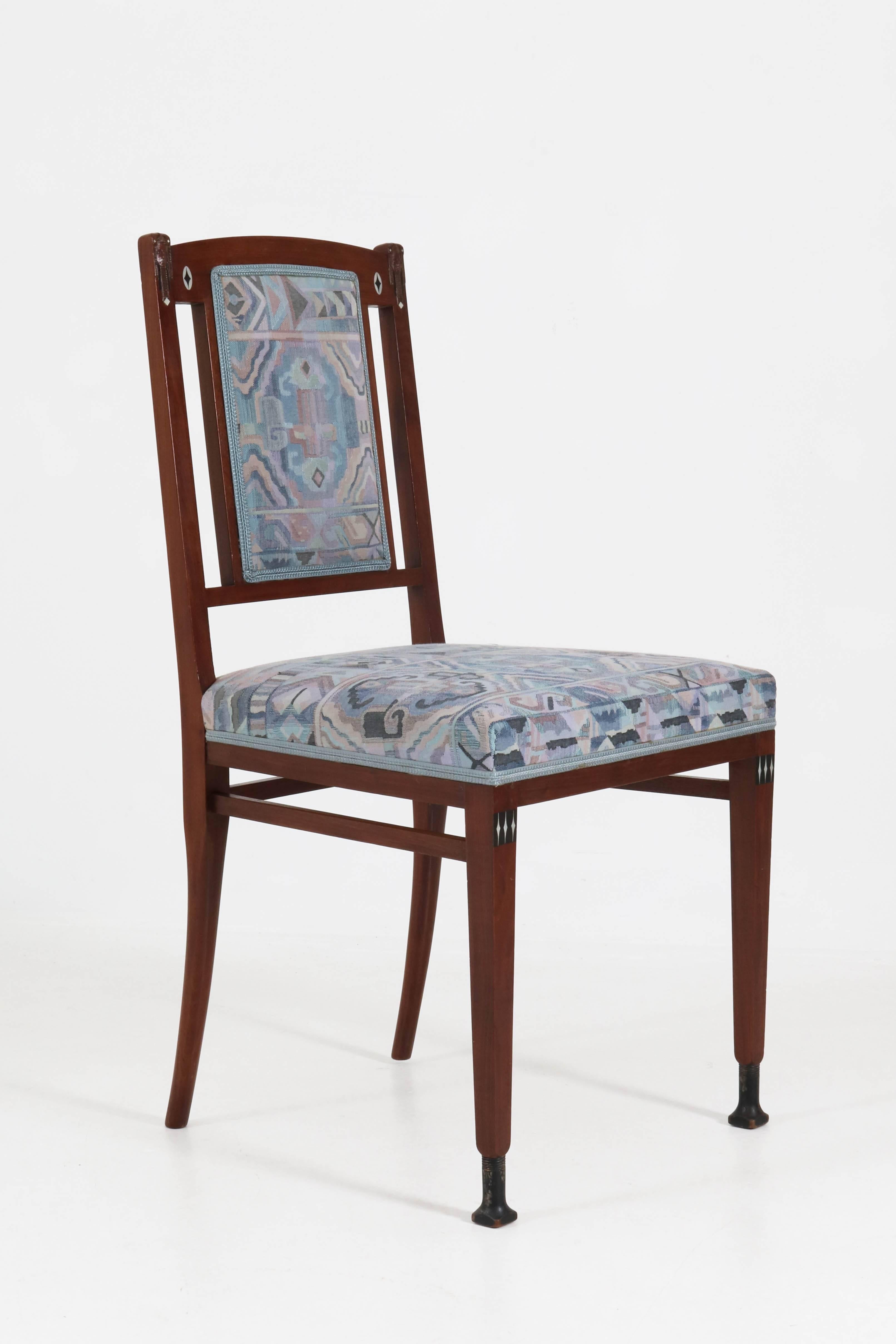Four Mahogany Dutch Art Nouveau Chairs by J.M. Middelraad for Pander, 1900s 1