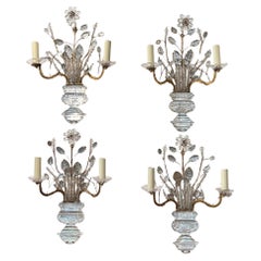 Set of 4 Maison Baguès Style French 1960s Wall Sconces