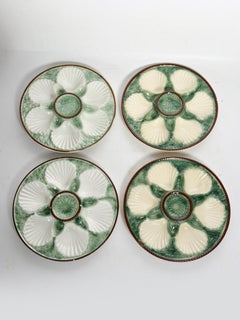 Set of 4 majolica oyster plates, early 20th century, France