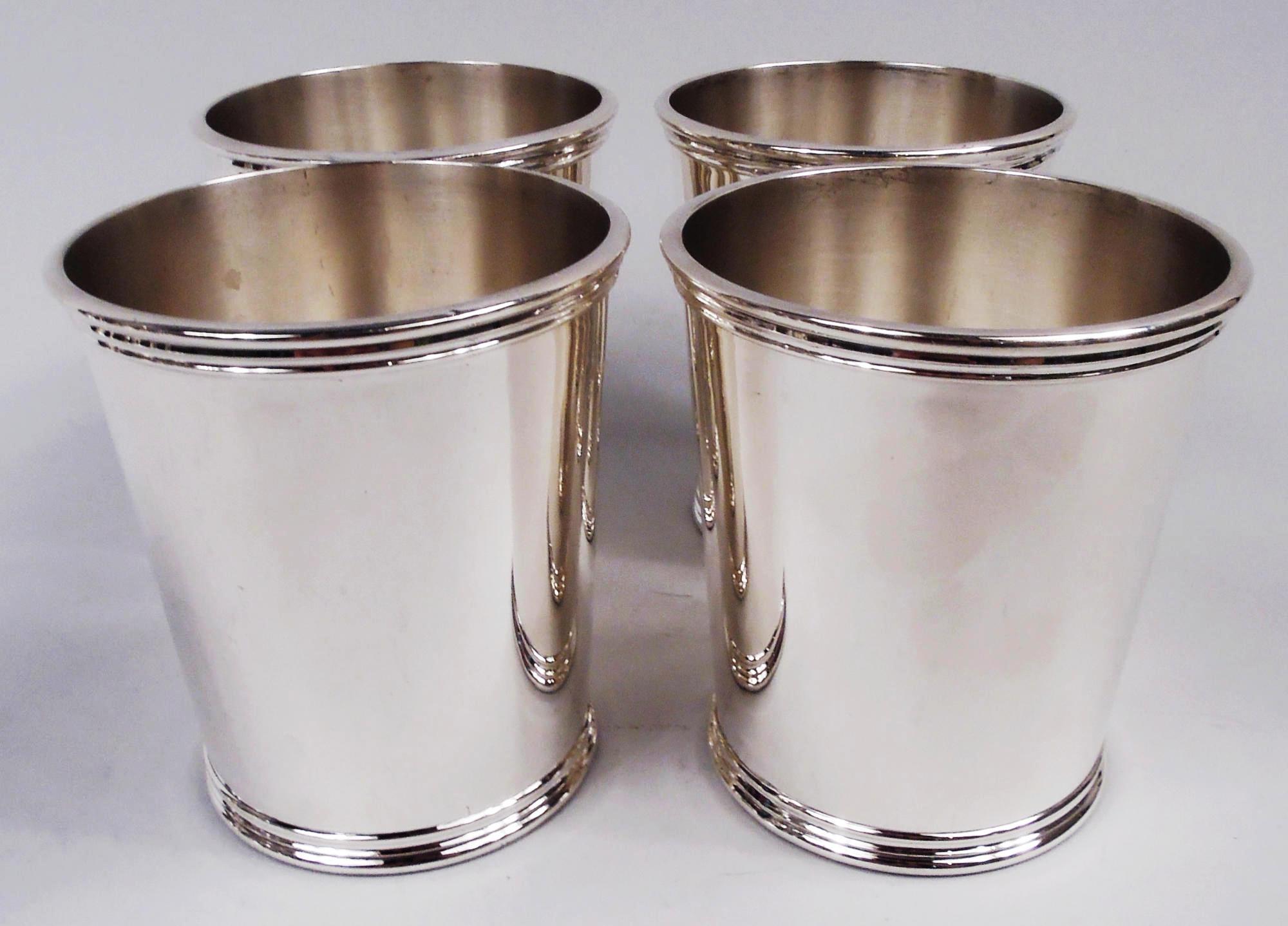 Américain Lot de 4 tasses Julep Manchester en argent sterling menthe en vente