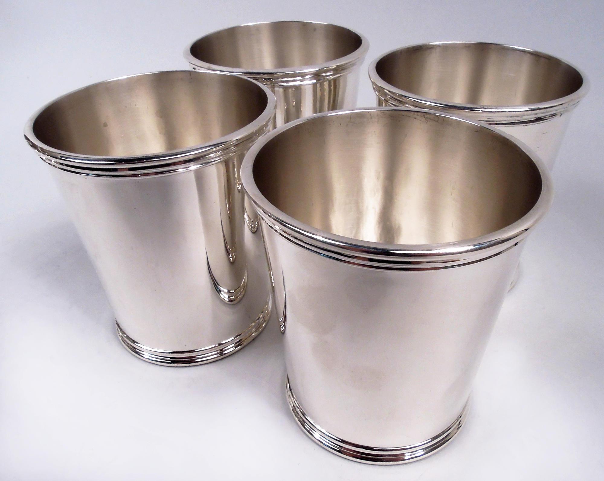 American Set of 4 Manchester Sterling Silver Mint Julep Cups