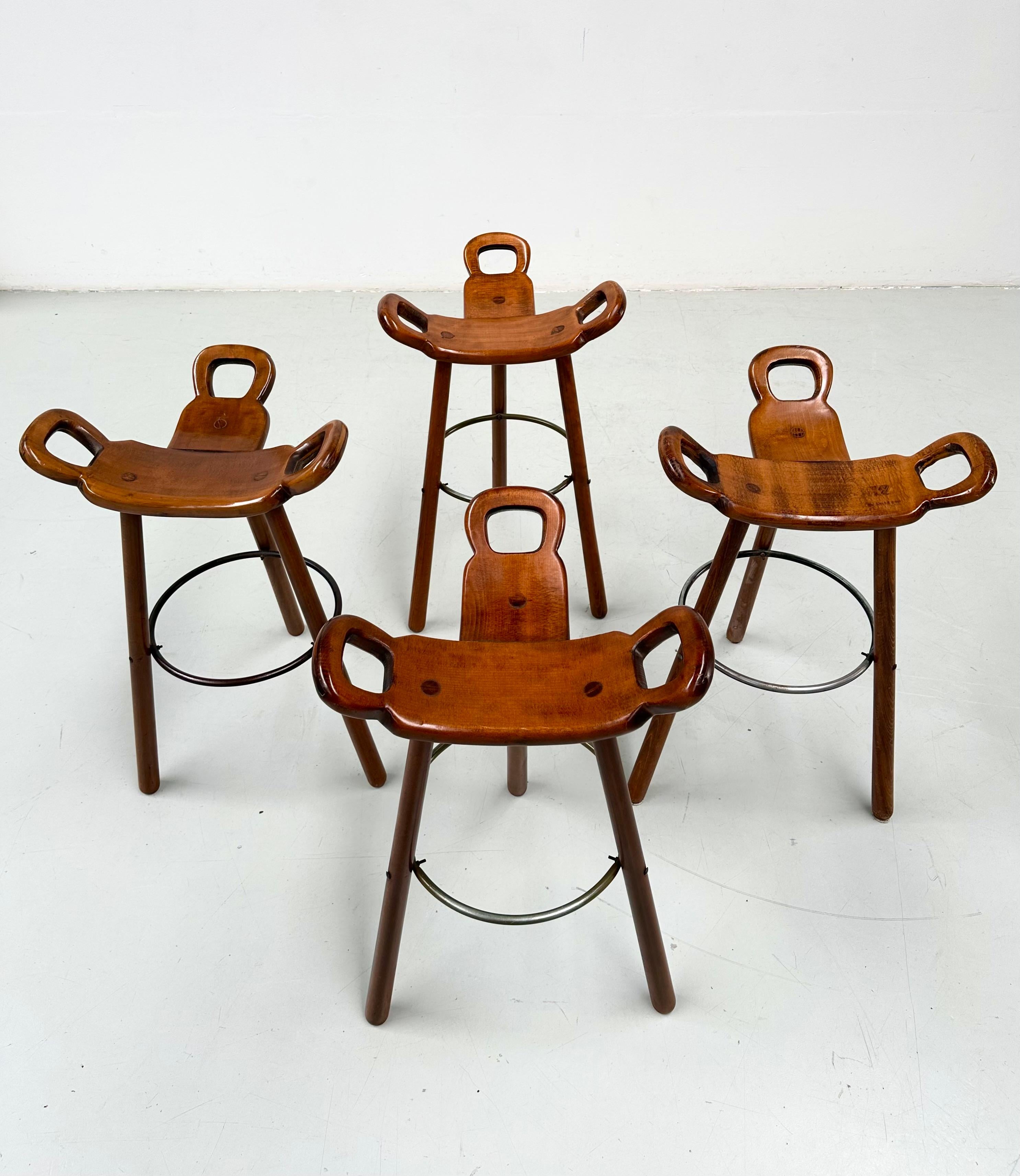 Set of 4 Marbella Brutalist Stools by Sergio Rodrigues for Confonorm 1970s. 9