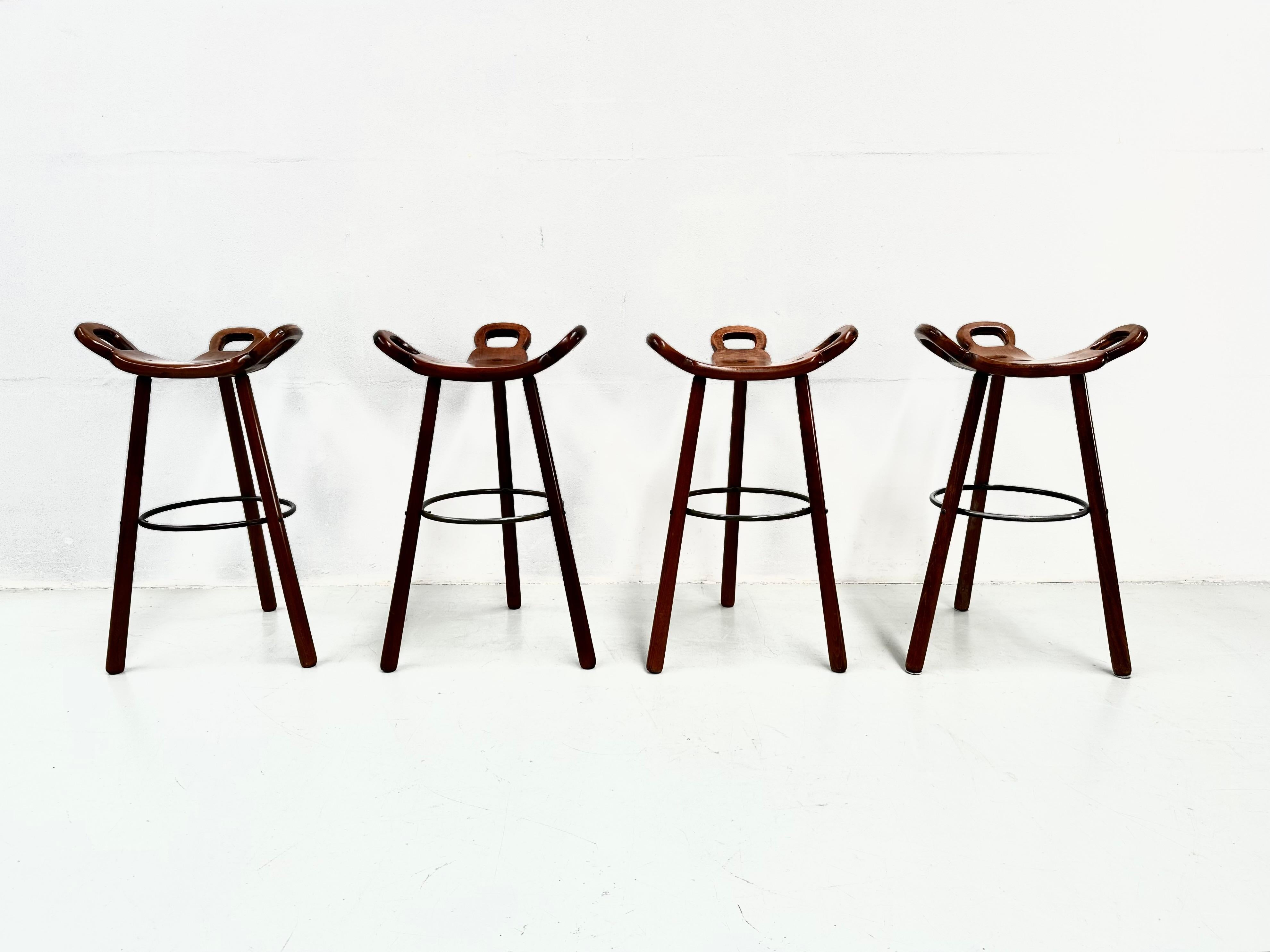 Set of 4 Marbella Brutalist Stools by Sergio Rodrigues for Confonorm 1970s. 1