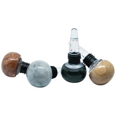 Set of 4 Marble and Plexiglas Champagne Bottles Stoppers