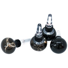 Set of 4 Marble and Plexiglas Champagne Bottles Stoppers