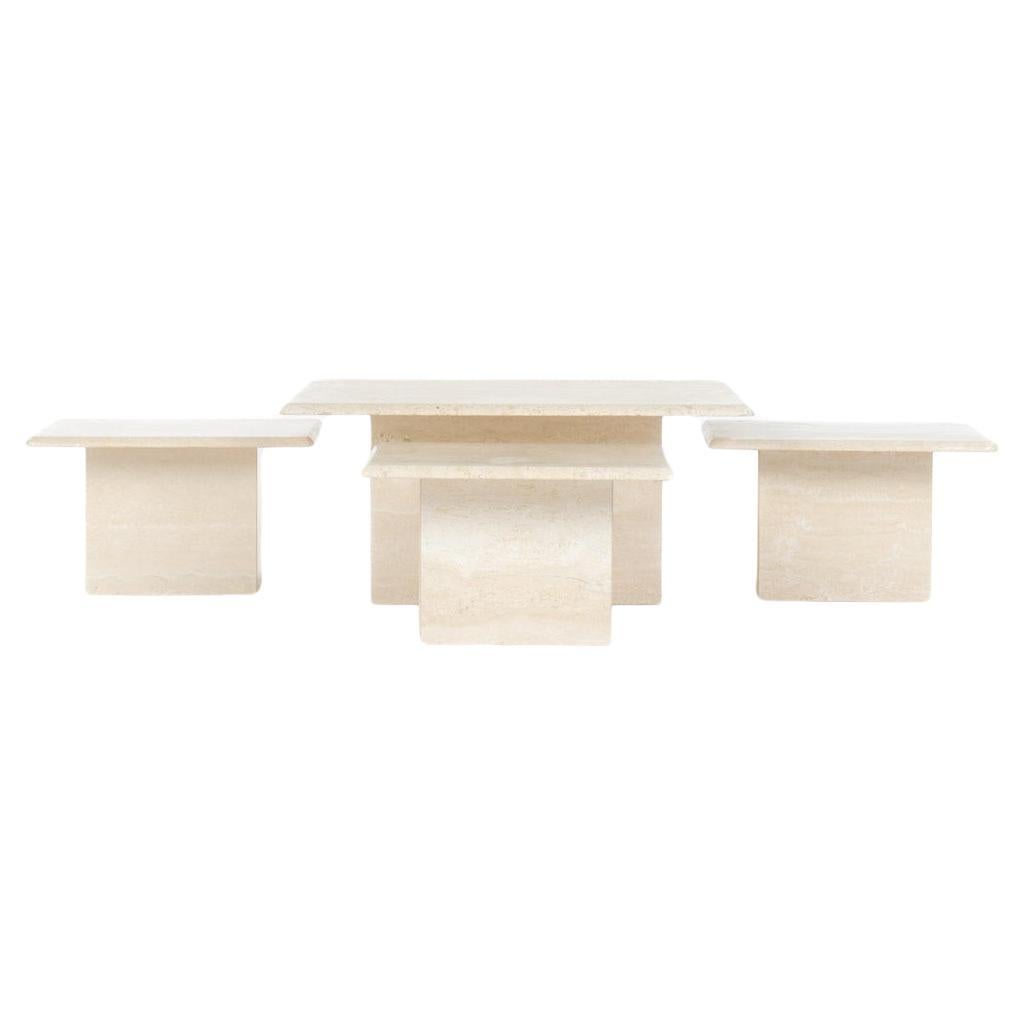 Set of 4 marble coffee tables 1980 For Sale