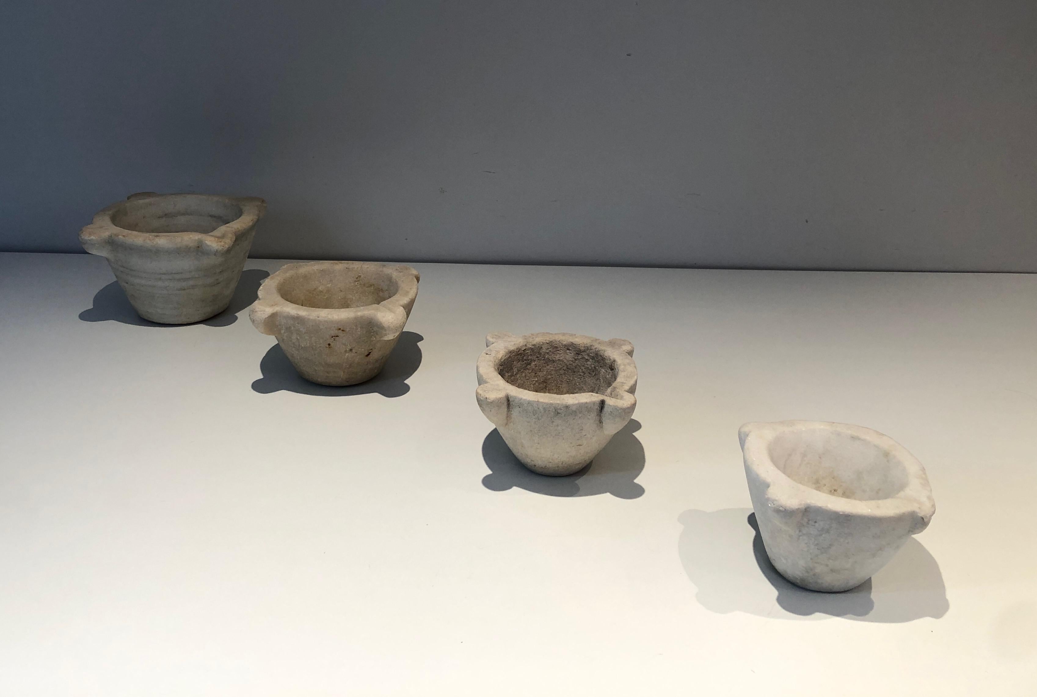 Set of 4 Marble Mortars from 18th Century For Sale 6